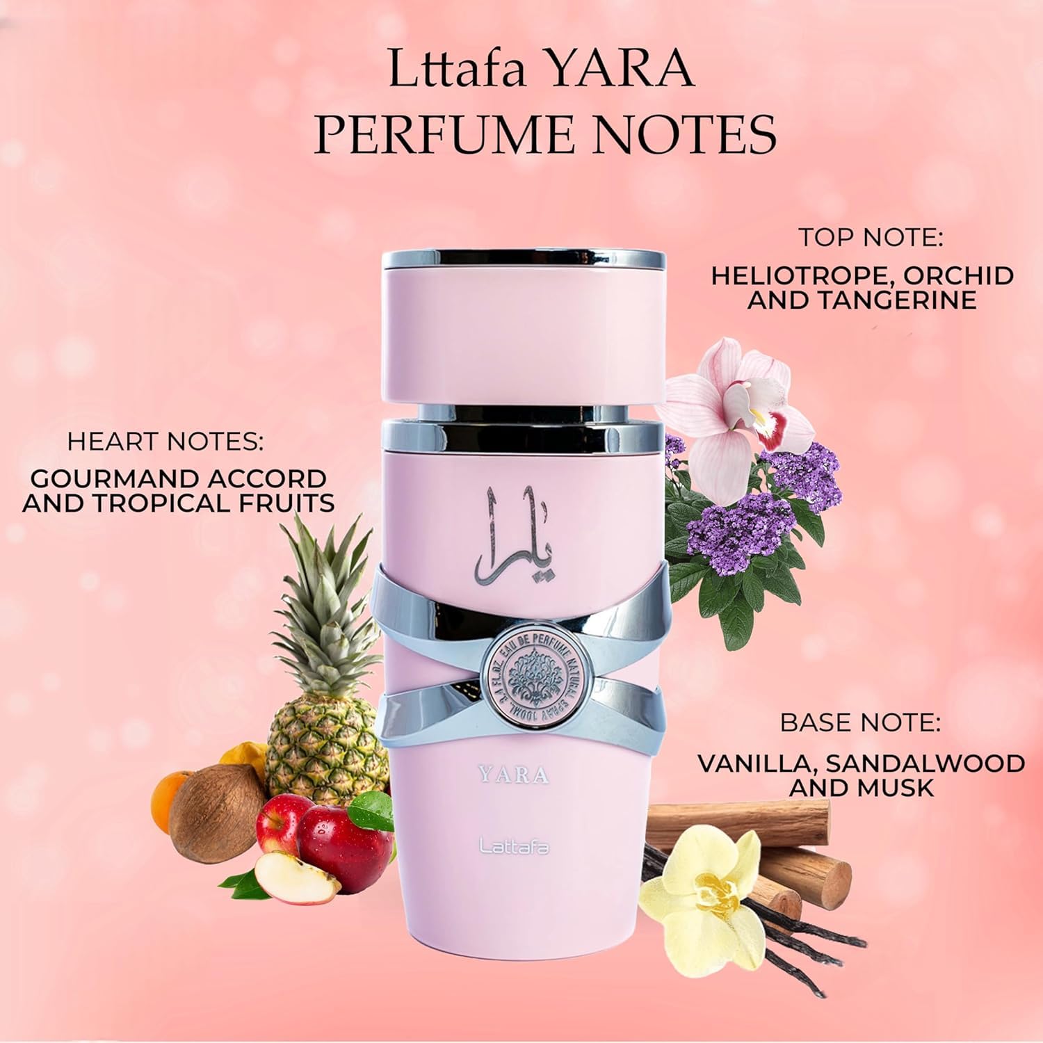 Yara Pink Eau De Parfum 100ml (3.4 fl oz) for Female Long-Lasting Fragrance: Yara Pink Eau De Parfum 100ml (3.4 fl oz) for Female Long-Lasting Fragrance