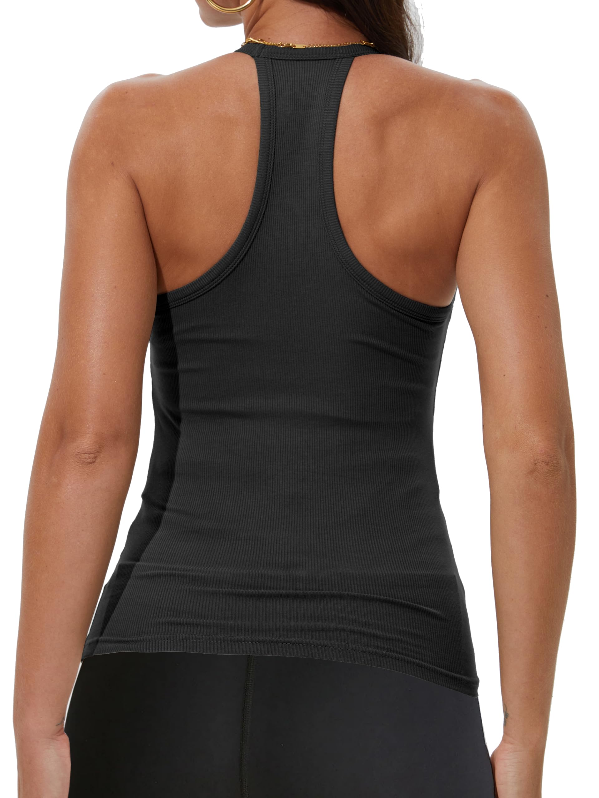 iGENJUN Workout Tops for Women Racerback Basic Tank Summer 2025 Camisole V Neck Slim Fit Ribbed Sleeveless