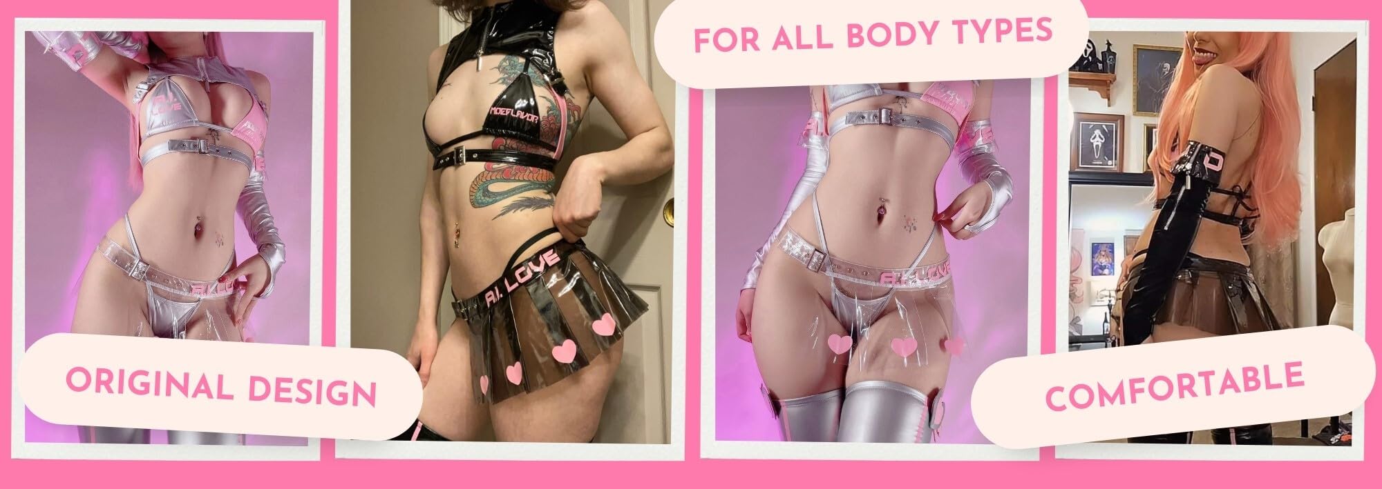 MOEFLAVOR A.I. LOVE 02 Futuristic Anime Cosplay Lingerie for Women - Sexy Costume Outfit with Mini Skirt Set thumbnail 5