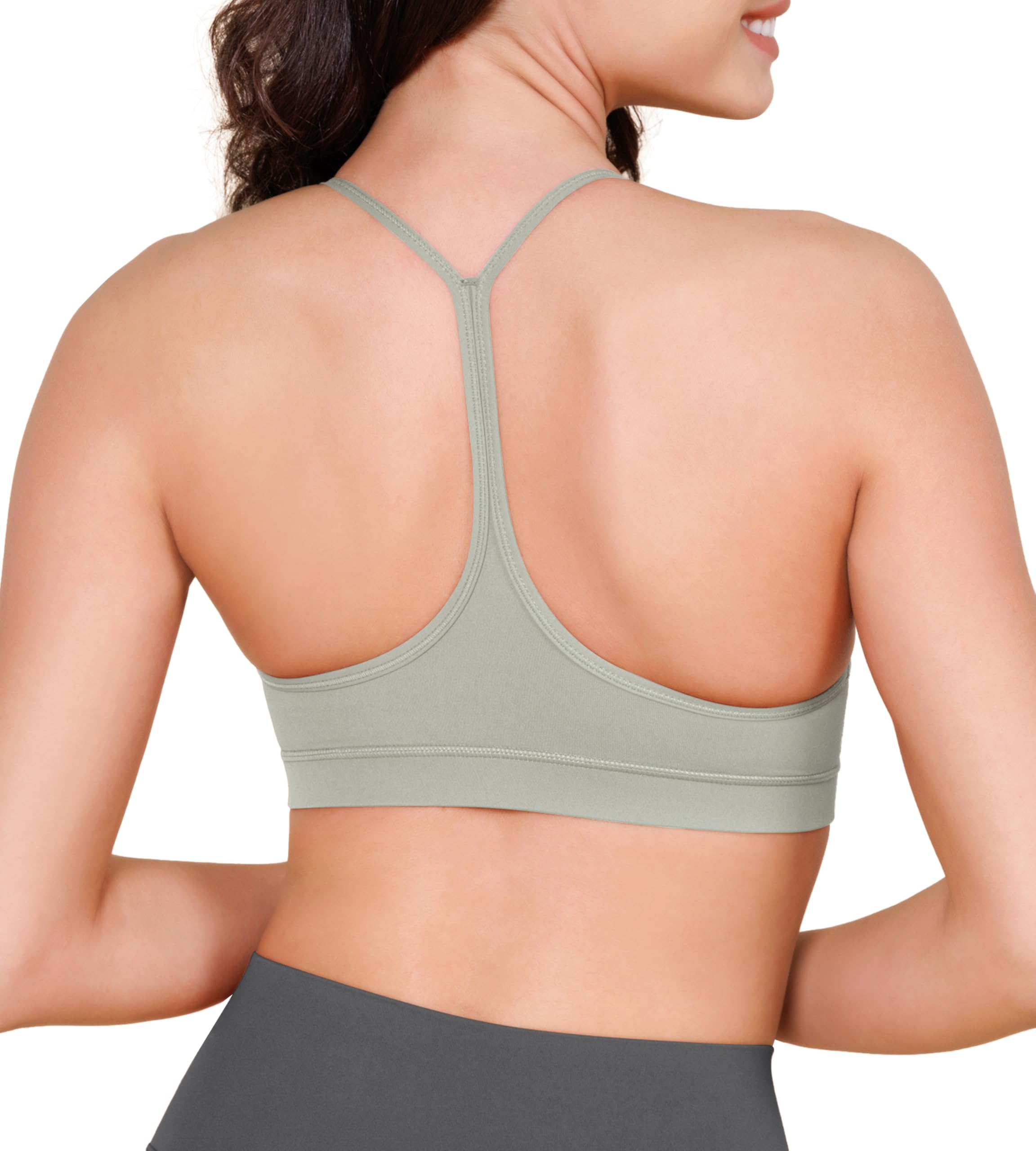 ODODOS Cloud Feeling Y Racerback Sports Bra for Women Wirefree Padded Strappy Yoga Bra thumbnail 1