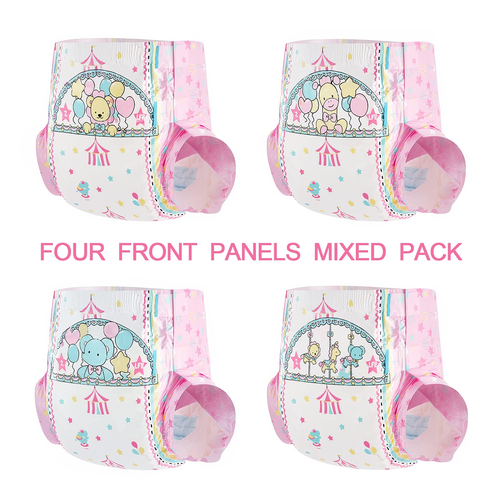 Littleforbig Adult Printed Diaper 10 Pieces - Little Circus (Large 36"-46") thumbnail 3