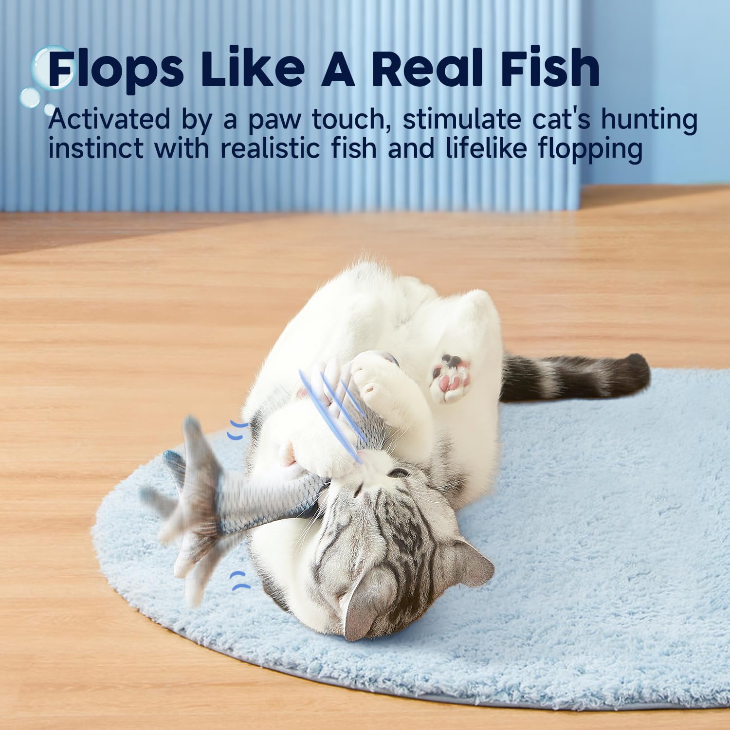 Potaroma Cat Toys Flopping Fish with Catnip, Moving Kitten Kicker, Floppy Wiggle  for Small Dogs, Interactive Motion Kitty Exercise, 10.5 Inches