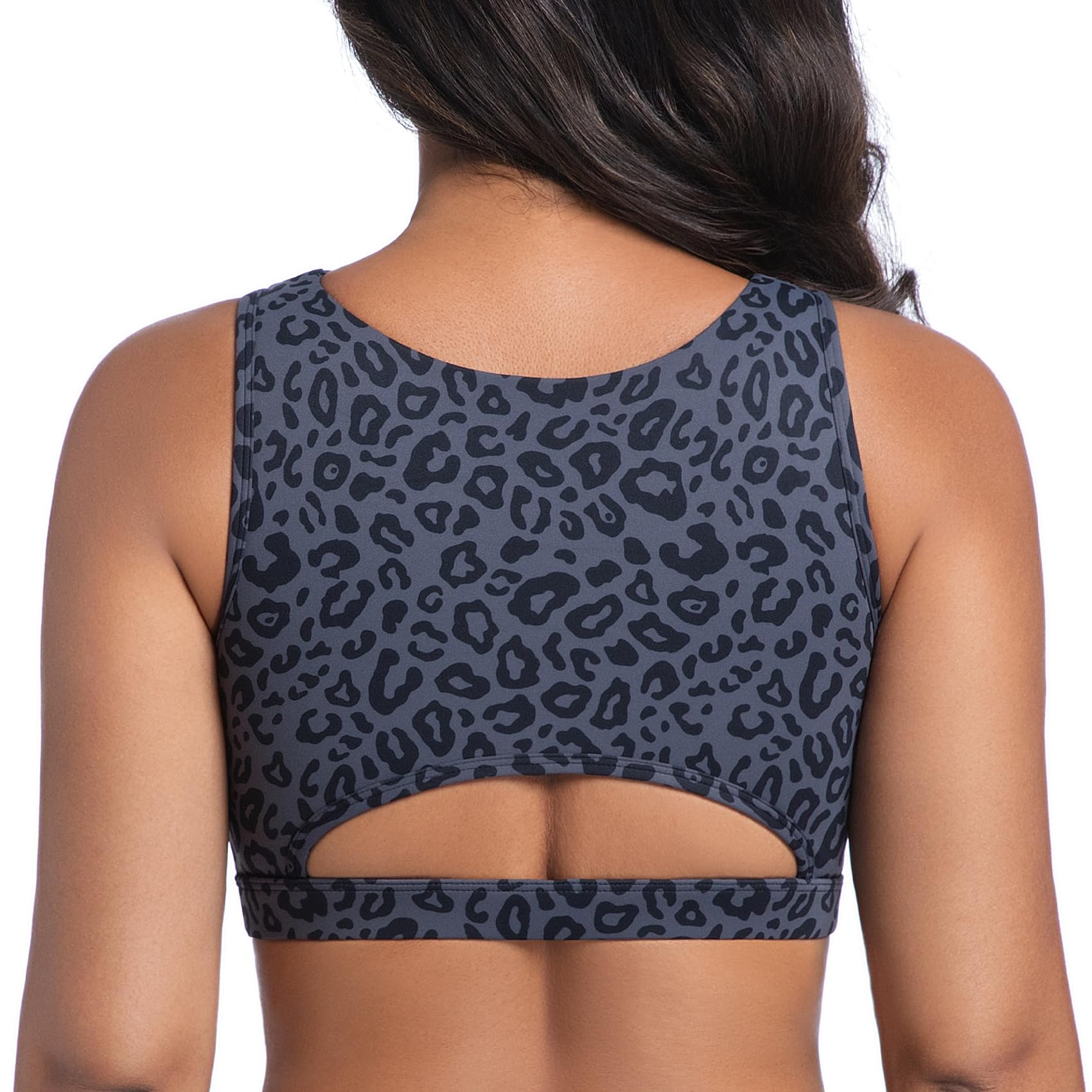 Betaven Push up Sports Bra for Women Sexy Hollow Crop Tops with Removable Cups Workout Fitness Yoga Bra Medium Support: Large Black Leopard Print
