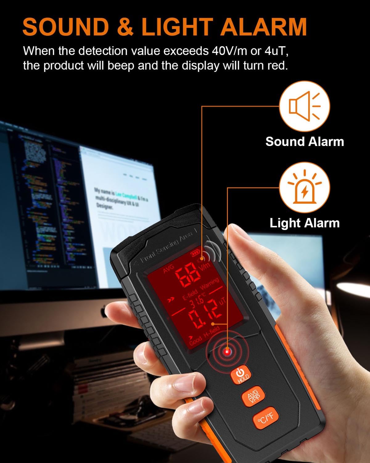 EMF Detector, Digital LCD EMF Meter, 3 in 1 Rechargeable Electromagnetic Field Radiation Detector, Ghost Hunting Equipment, Sensitive Tester Reader for Indoor & Outdoor EMF Inspection