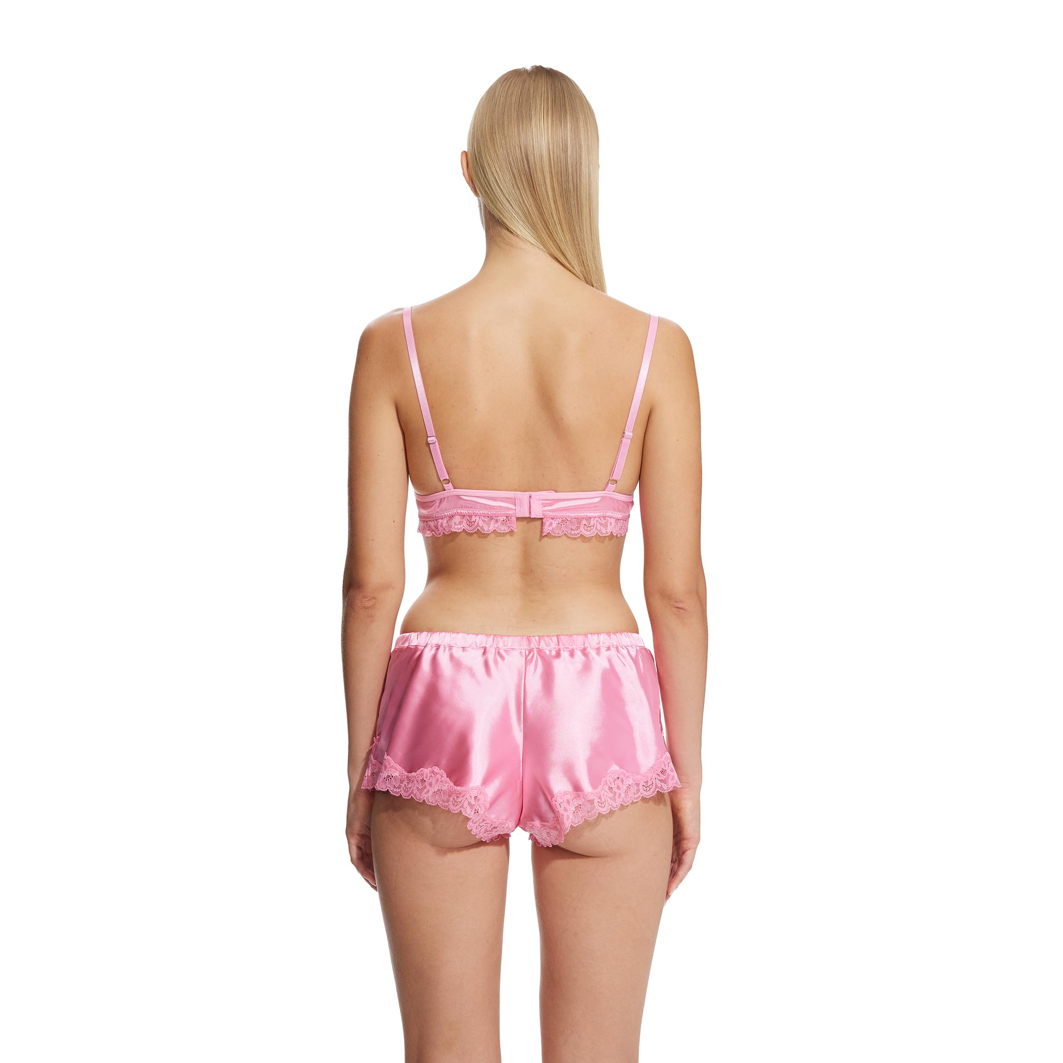 Cute and Spicy Lily Satin Bralette Women's Lingerie Wireless Bra Frilly Silky Bralette: Small