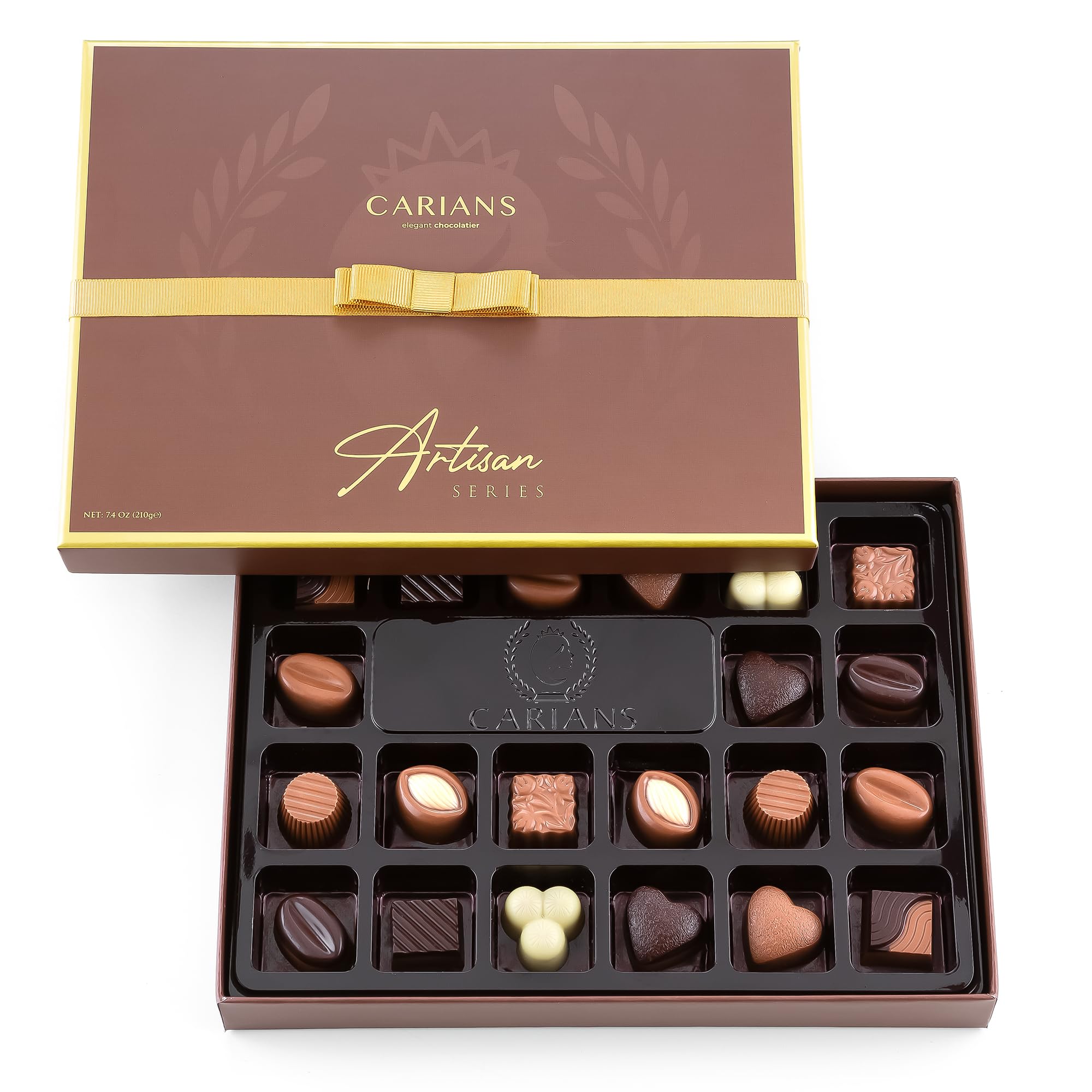CARIANS Chocolate Gift Box, Assorted Luxury Premium Pralines Gourmet Chocolate Gift Basket, Dark, Milk & Truffles, Box of Candy: Brown Box