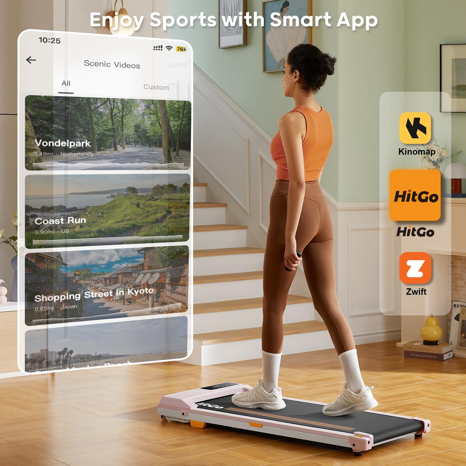 HitGo Under Desk Treadmill - 2 in 1 Walking & Jogging Pad, Portable with Remote Control & App, 2.5HP Compact for Home Office