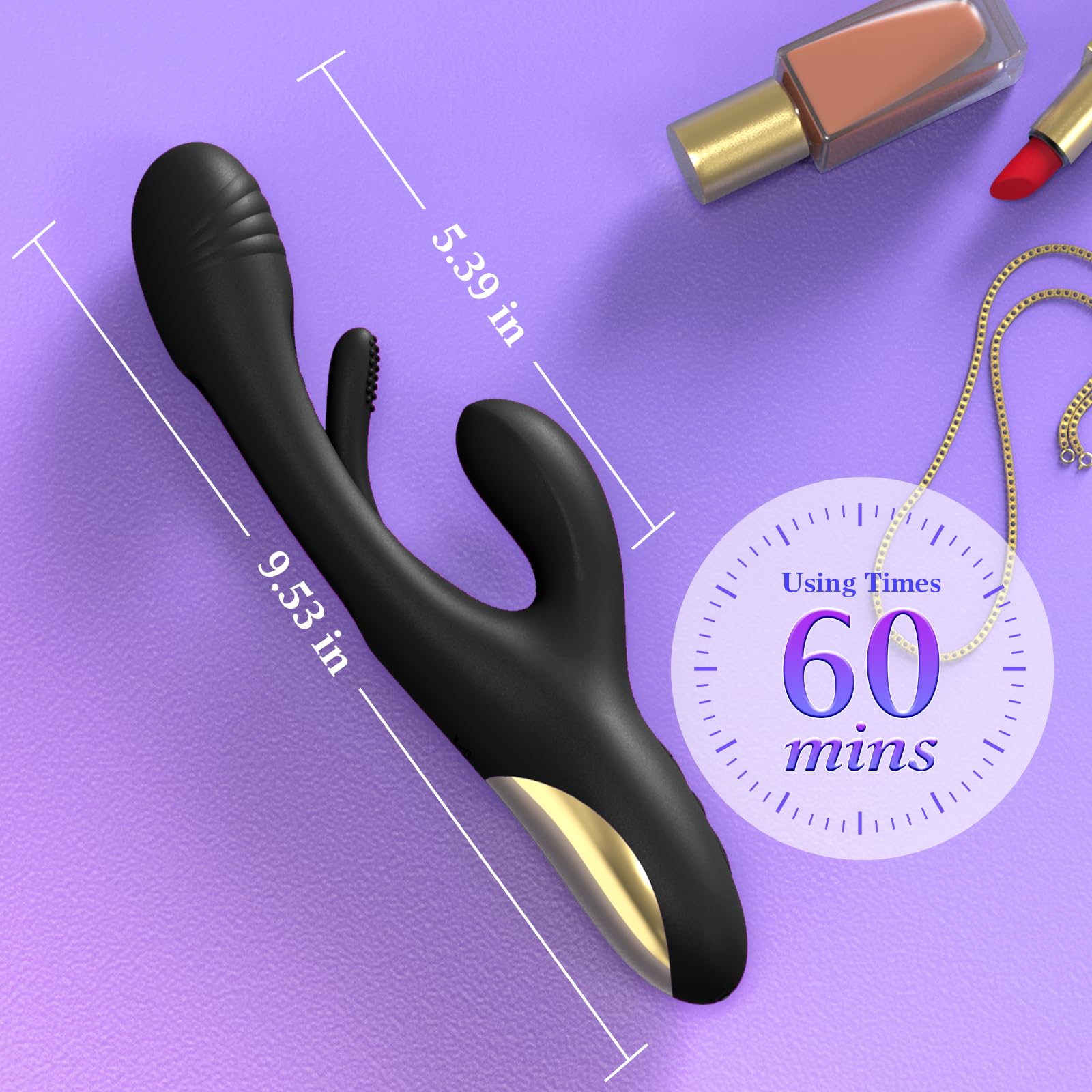 Vibrator Dildo Rabbit Sex Toys -LOVENOTE G Spot Vibrator Massager for Women Clitoral Nipple Stimulation, 3 in 1 Sex Toys with 14 Vibration & 7 Tongue Licking Flapping, Adult Product Aurieel (): Black