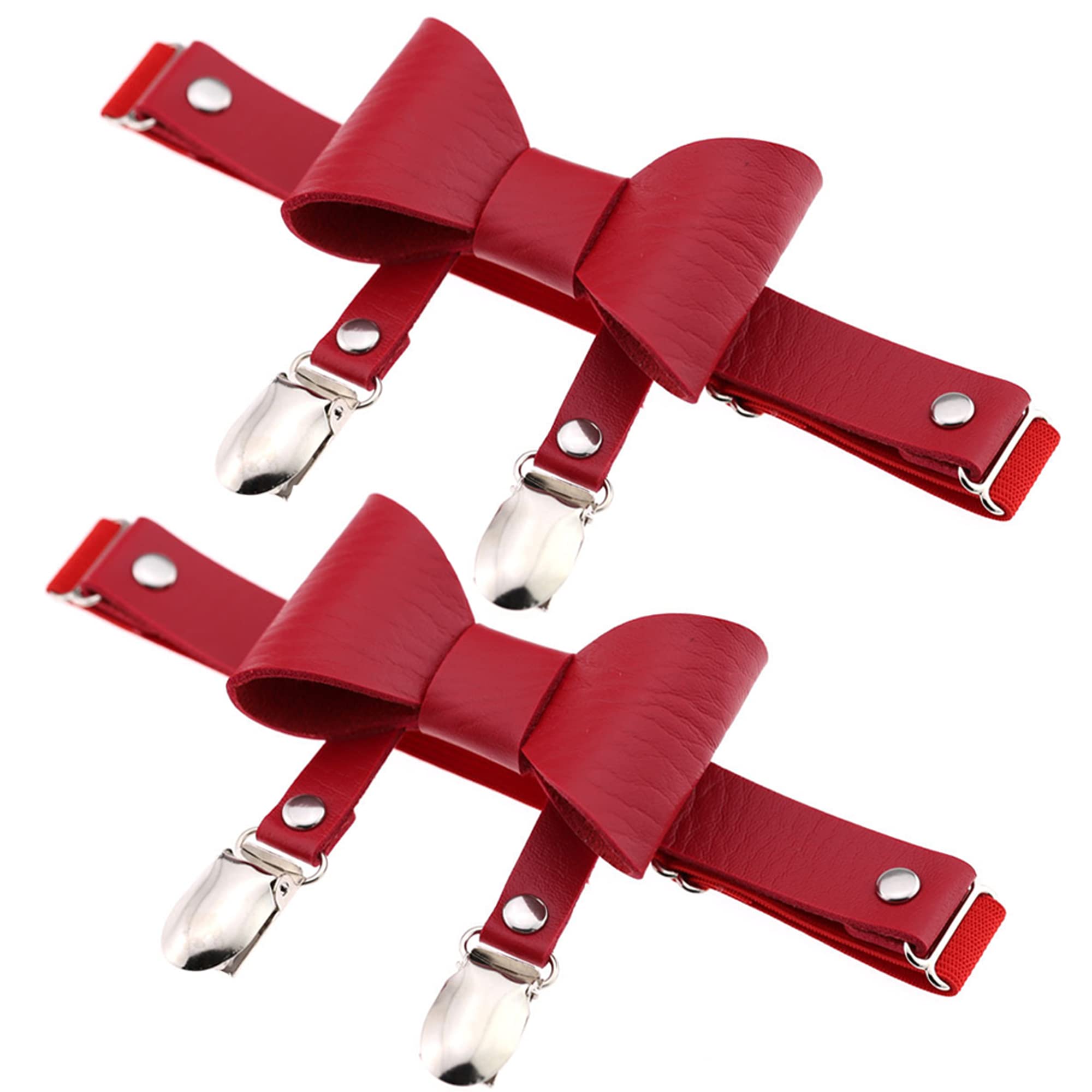 YunPeng Women's Butterfly Knot Garter Belt Adjustable Punk Gothic Leg Harness Garters Elastic Thigh Ring Garter 2PCS: Red