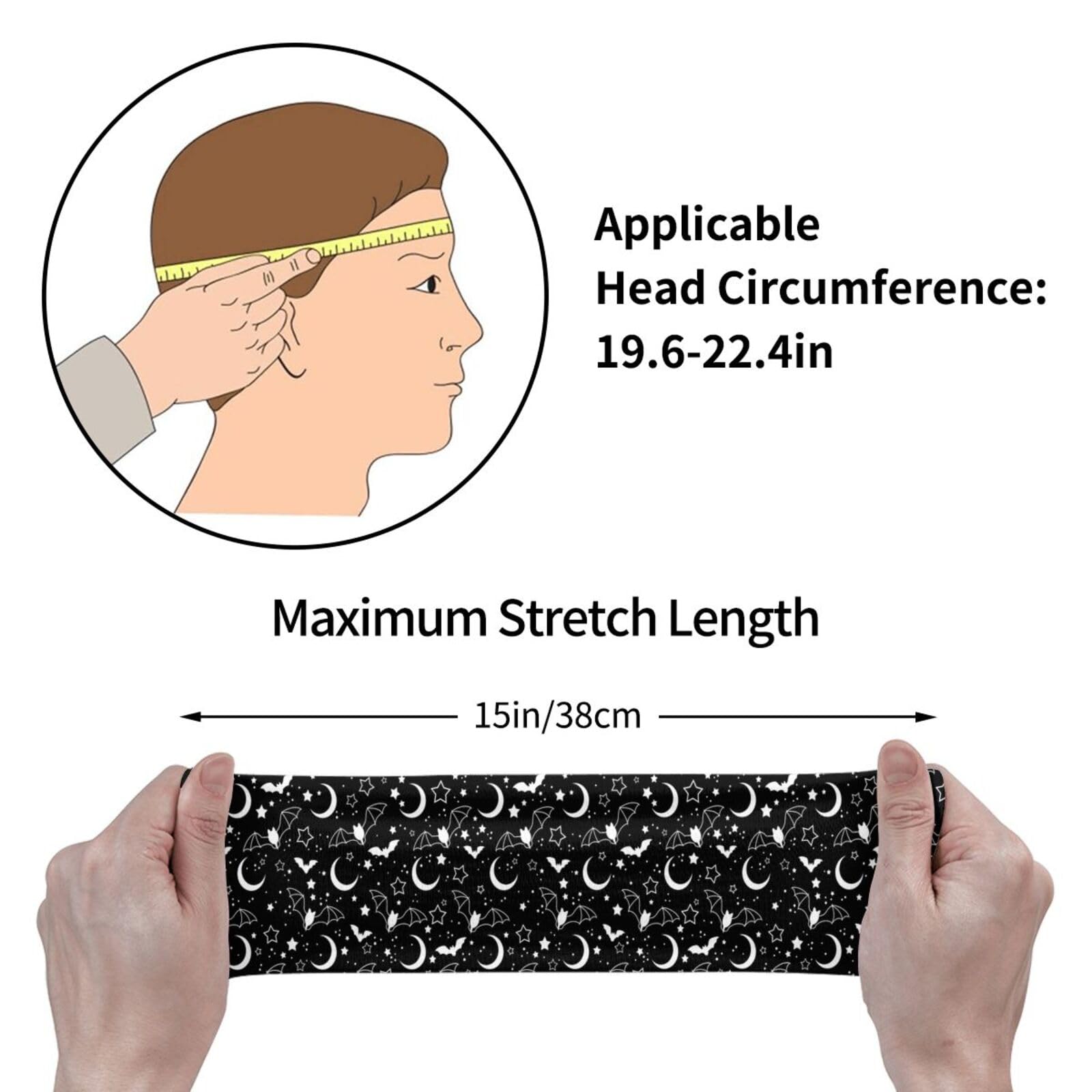 Gothic Goth Bat Headbands Stars Moon Sweatband Fashion Summer Hair Bands for Tennis,Basketball,Running,Gym,Working Out: One Size Gothic-1