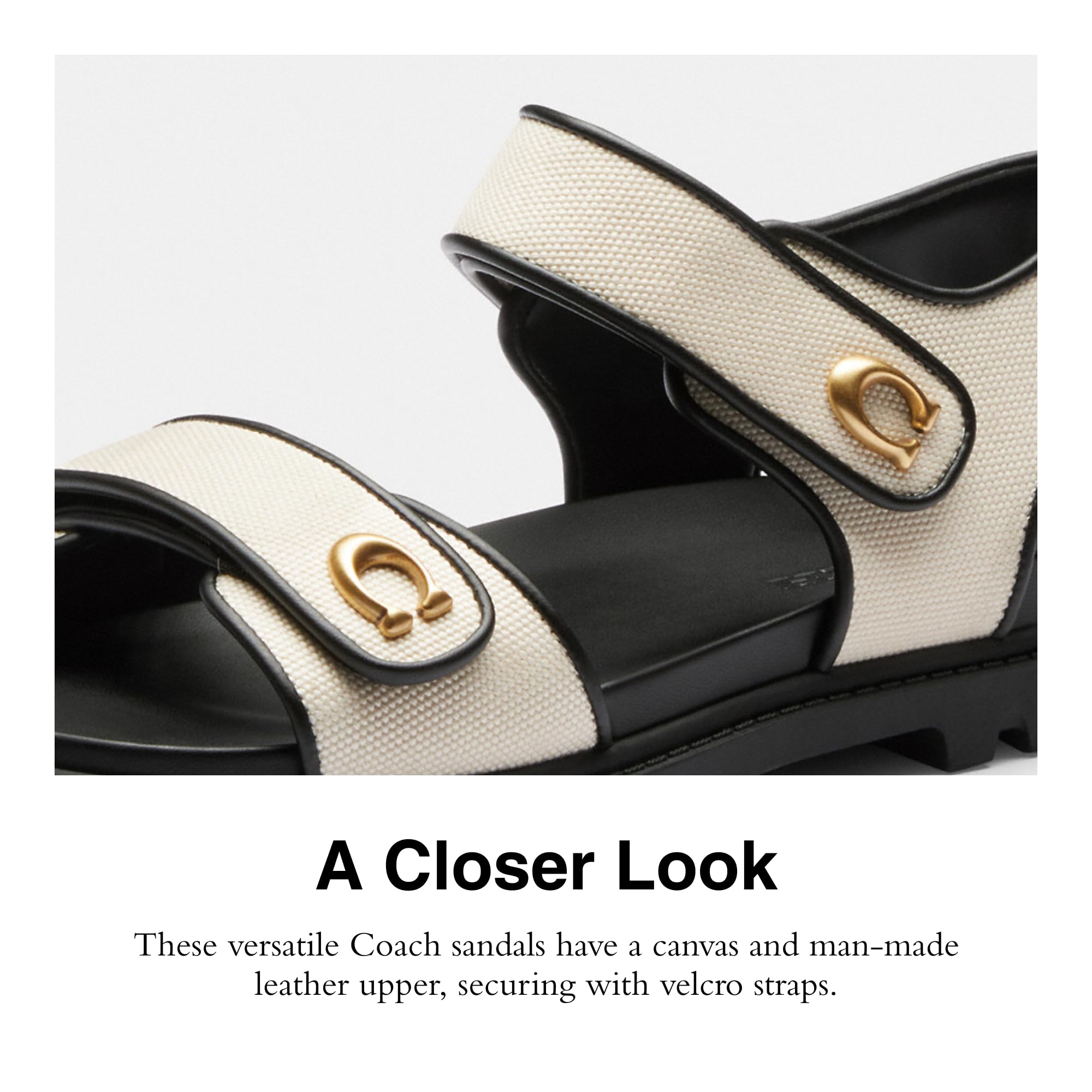 Coach Women's Brynn Sandal: Chalk/Black 5.5