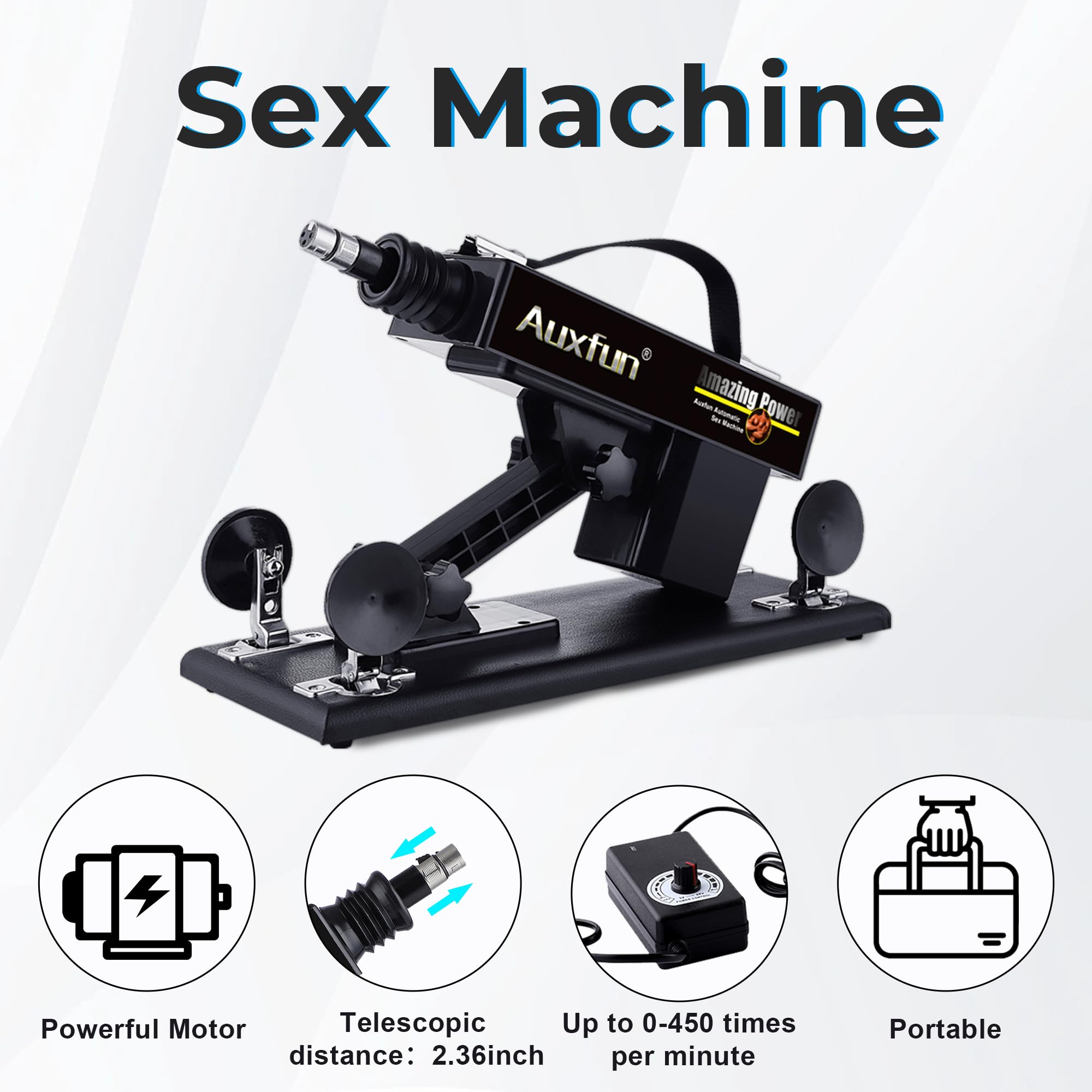 AUXFUN Sex Machine Love Machine Fuck Machine with  Adapter,Automatic Dildo Machine Thrusting Machine with 3 XLR Connector,Fucking Machine Couple Sex Toys 8 Attachments for Male and Female: Suction Cup