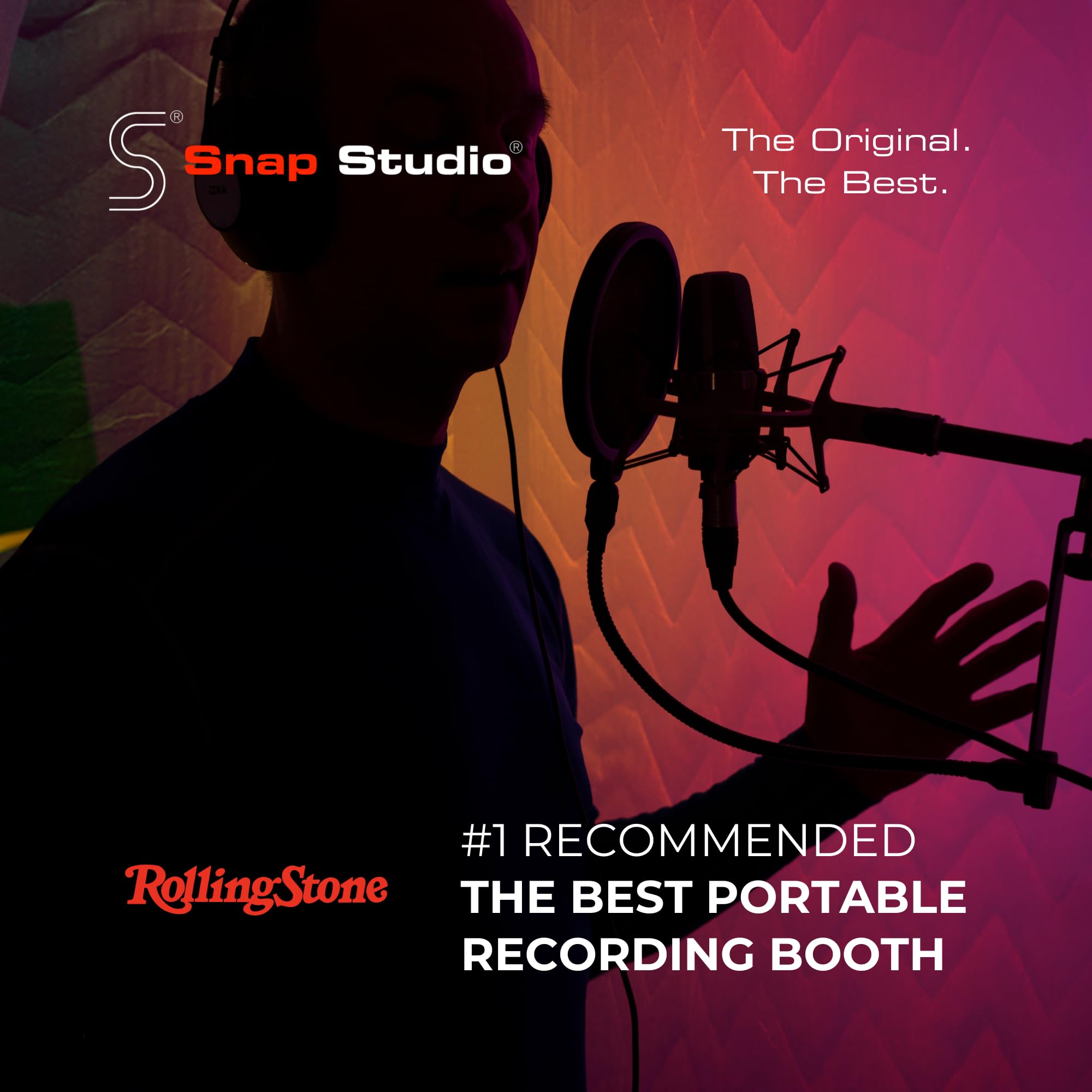 'Snap Studio' Portable Recording Booth | '#1 Vocal Booth' Rolling Stone | Record Crisp, Dry, Echo-Free Vocals at Home or On-The-Road | The Original & Best Studio Booth, Trusted By Singers & Voiceover: Black