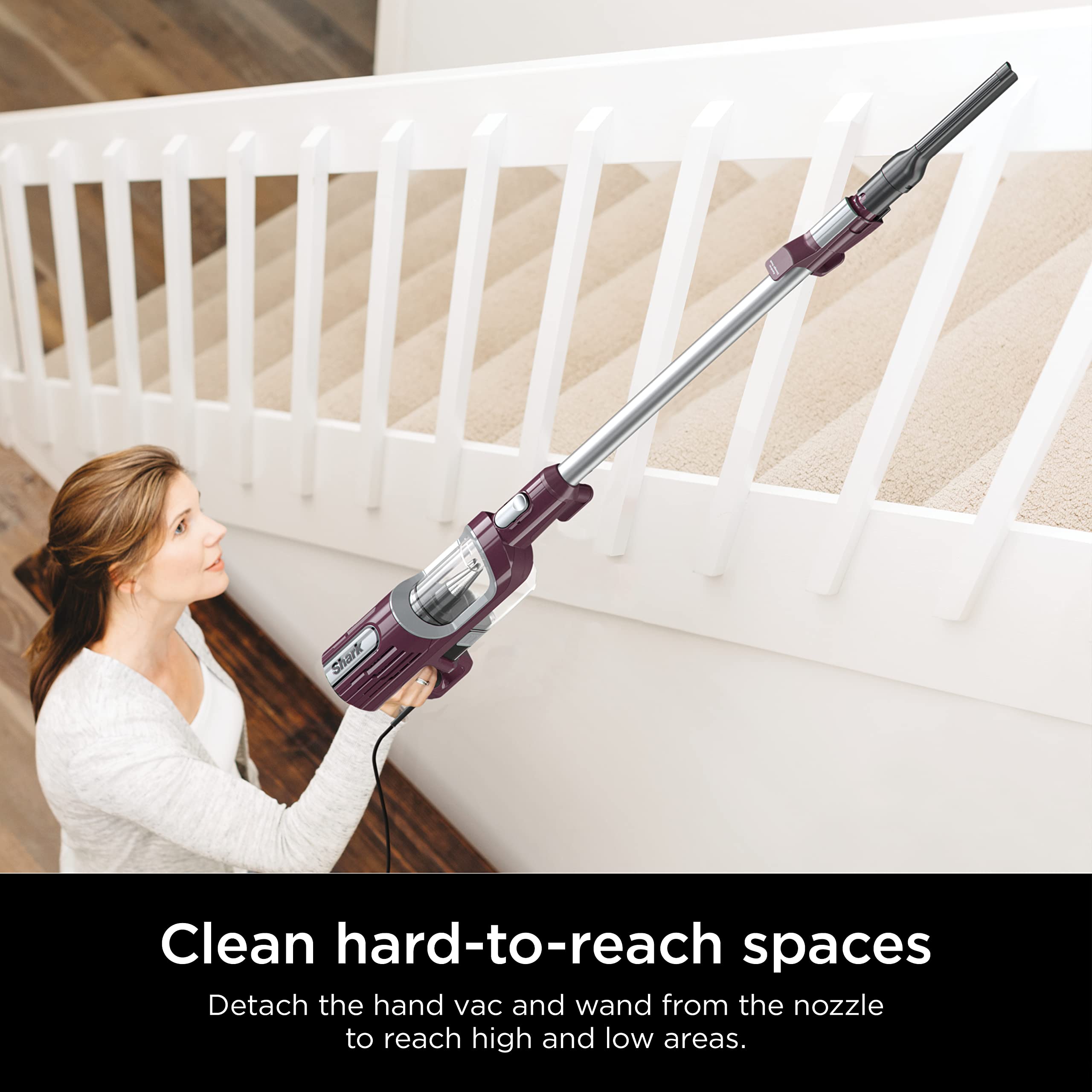 Shark HV371  DLX Corded Stick, Removable Hand Vacuum, Advanced Swivel Steering, XL Cup, Crevice Tool, Upholstery Tool & Anti-Allergen Dust Brush, Fuchsia, Capacity: PowerFins HairPro