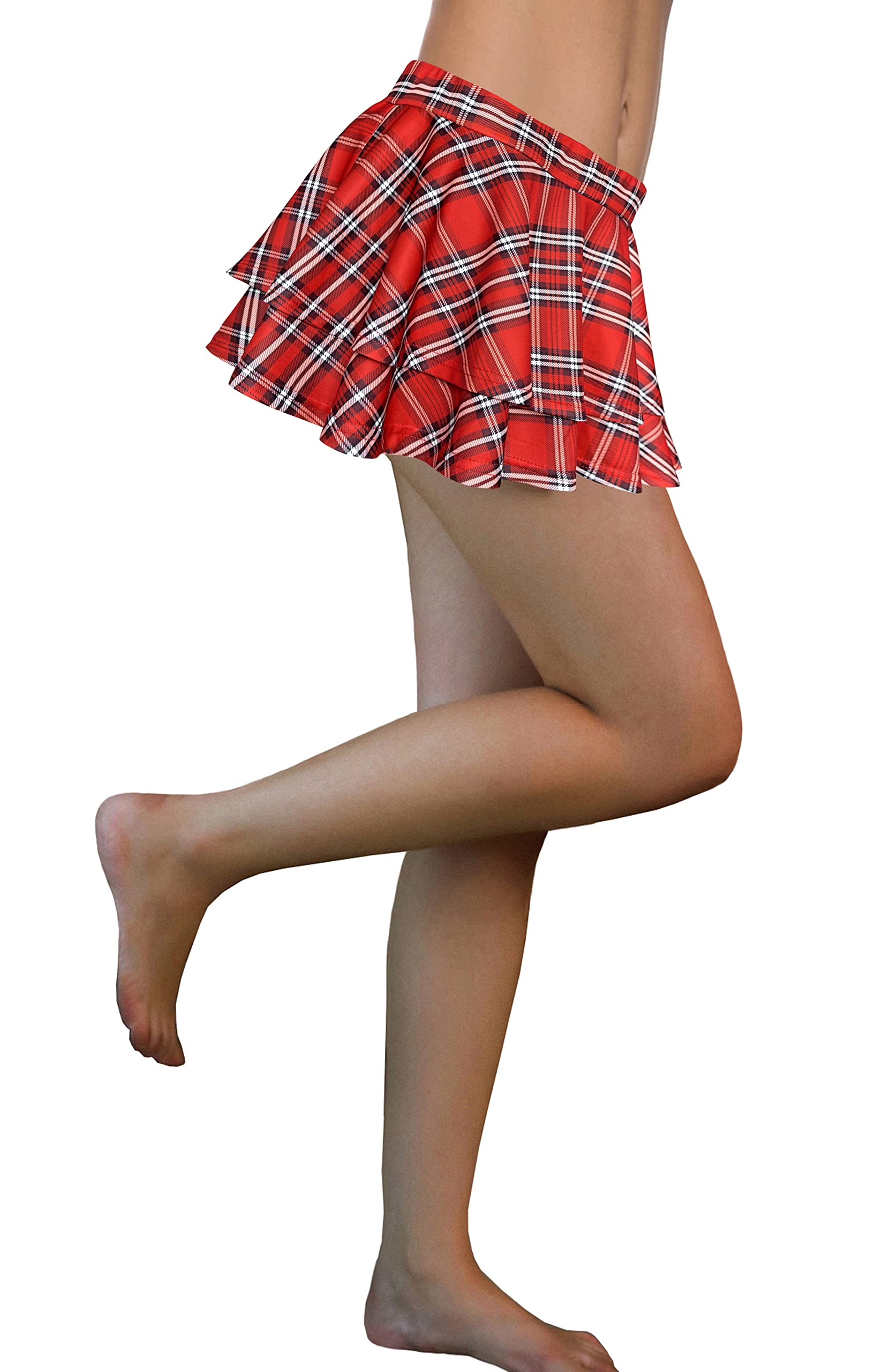 Afibi Women Sexy Pleated Mini Skirt Solid Ruffle Lingerie Skirts