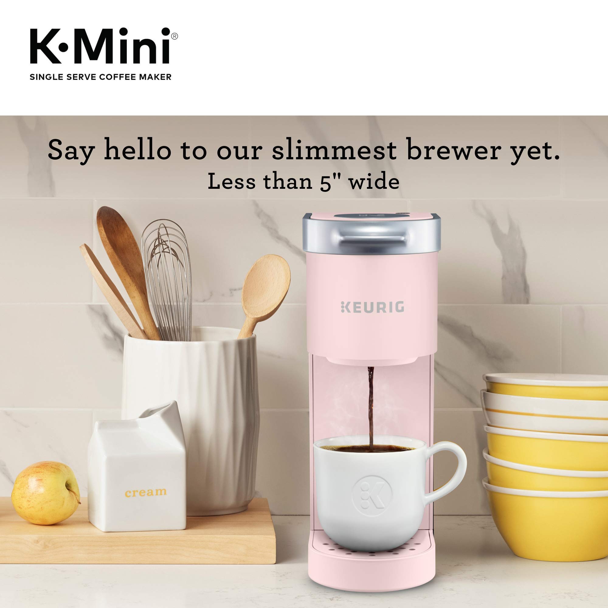 Keurig K-Mini Single Serve K-Cup Pod Coffee Maker, 6 to 12oz Brew size, with Cord Storage, Perfect for Small Spaces,: Dusty Rose