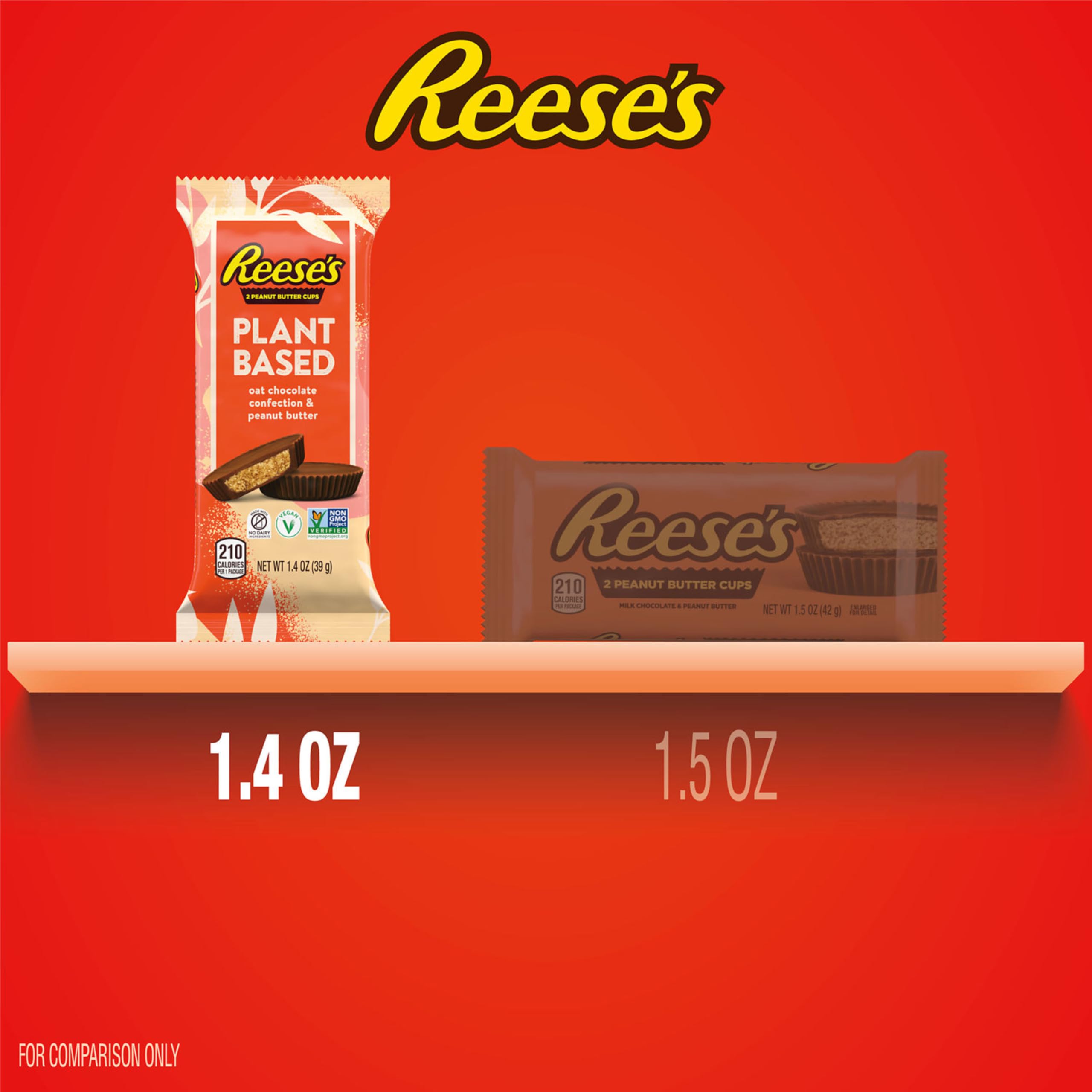 REESE'S Plant Based Oat Chocolate Confection Peanut Butter Cups, Candy Packs, 1.4 oz (12 Count)