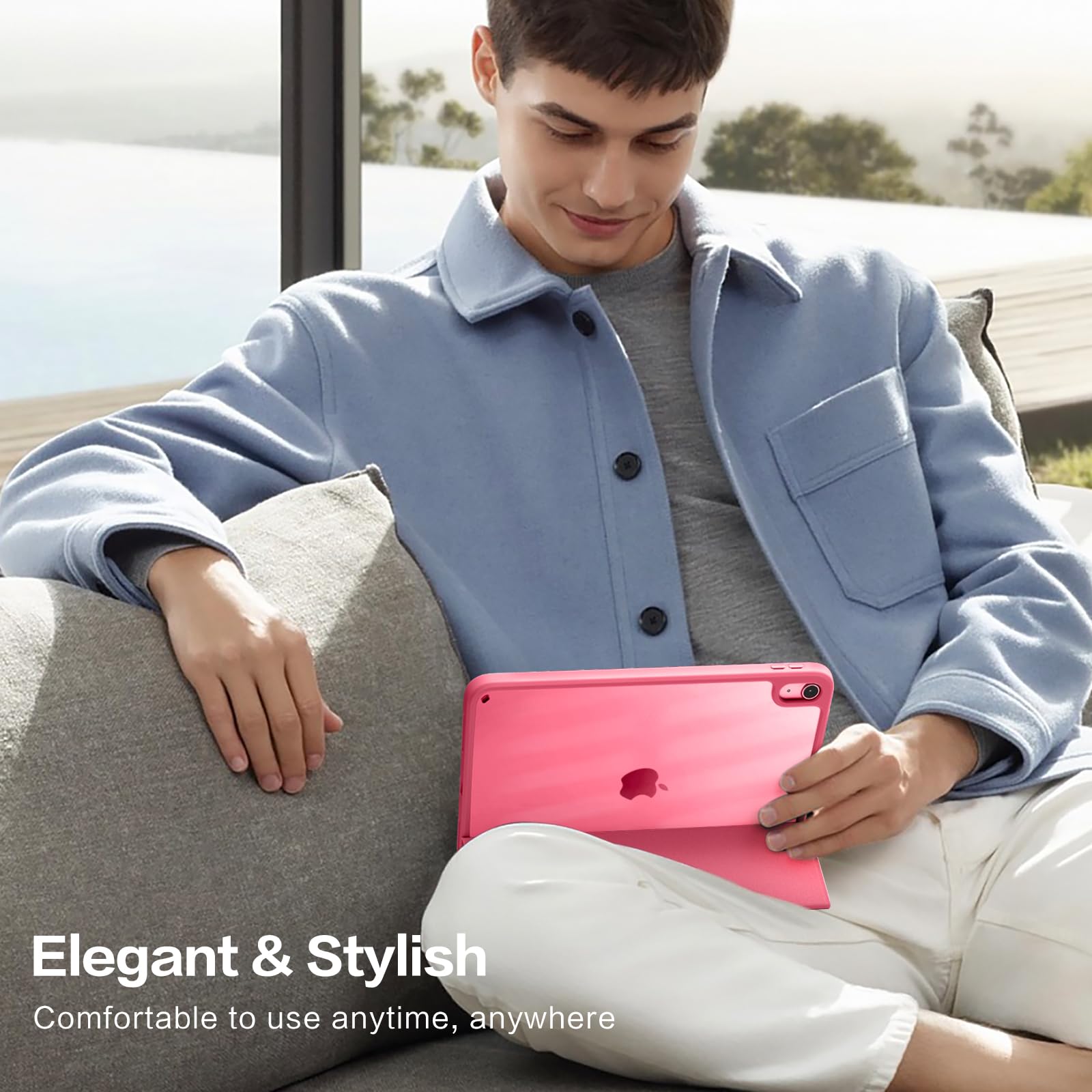 Wenlaty Compatible with iPad (A16) 11th Generation Case 11 Inch 2025, for iPad 10th Generation Case 10.9 Inch 2022 with Pencil Holder, Trifold Stand Protective Cover, Auto Wake/Sleep, Watermelon Pink