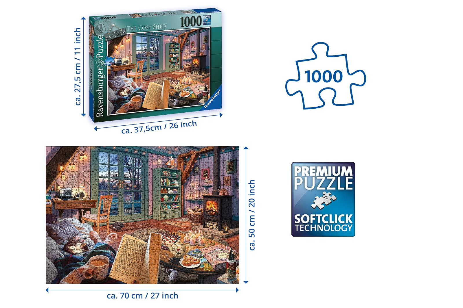Ravensburger The Cosy Shed (1000 Piece Version of Cozy Retreat) Jigsaw Puzzle for Adults - Every Piece is Unique, Softclick Technology Means Pieces Fit Together Perfectly: Original Packaging