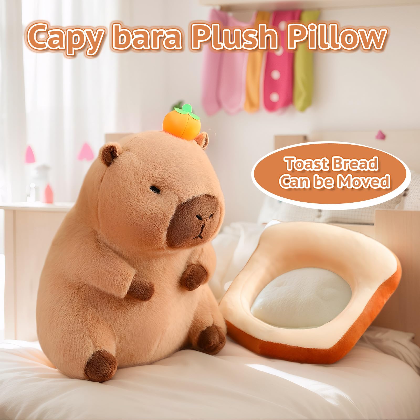 NXNYNZ 12 Inch Cute Capybara Plush Kawaii Soft Capybara Plush Doll Pillow with Bread Capybara Stuffed Aniamls Toys for Girls Kids Adults Birthdays Valentines Gift (): Capybara Stuffed Animals