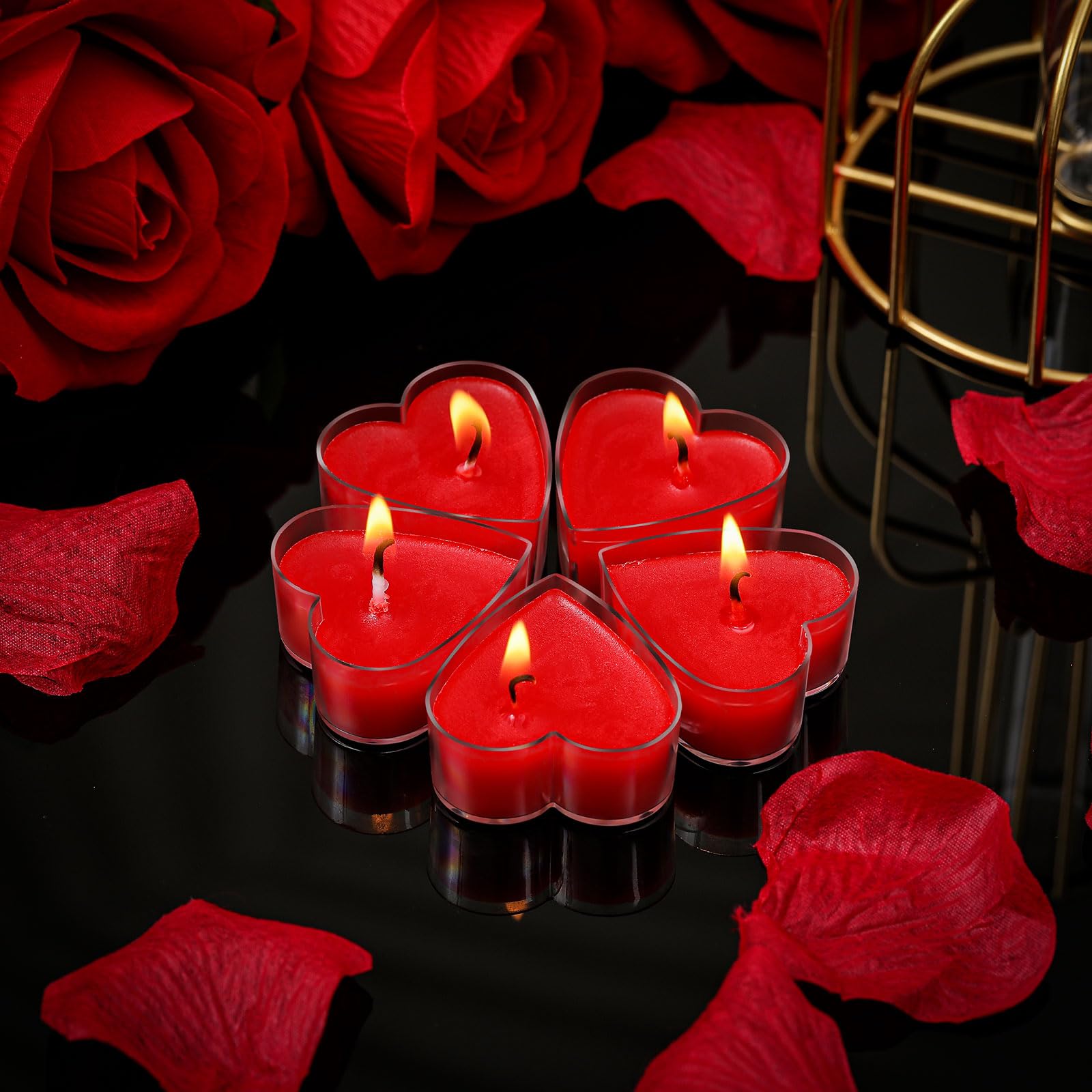 Tisancy 6 Pcs Low Temperature Candles, Romantic Body Safe Wax Play Candles, Low Heat Smokeless Unscented Tea Lights for Anniversaries, Home Decor(Red,Heart): Red Heart