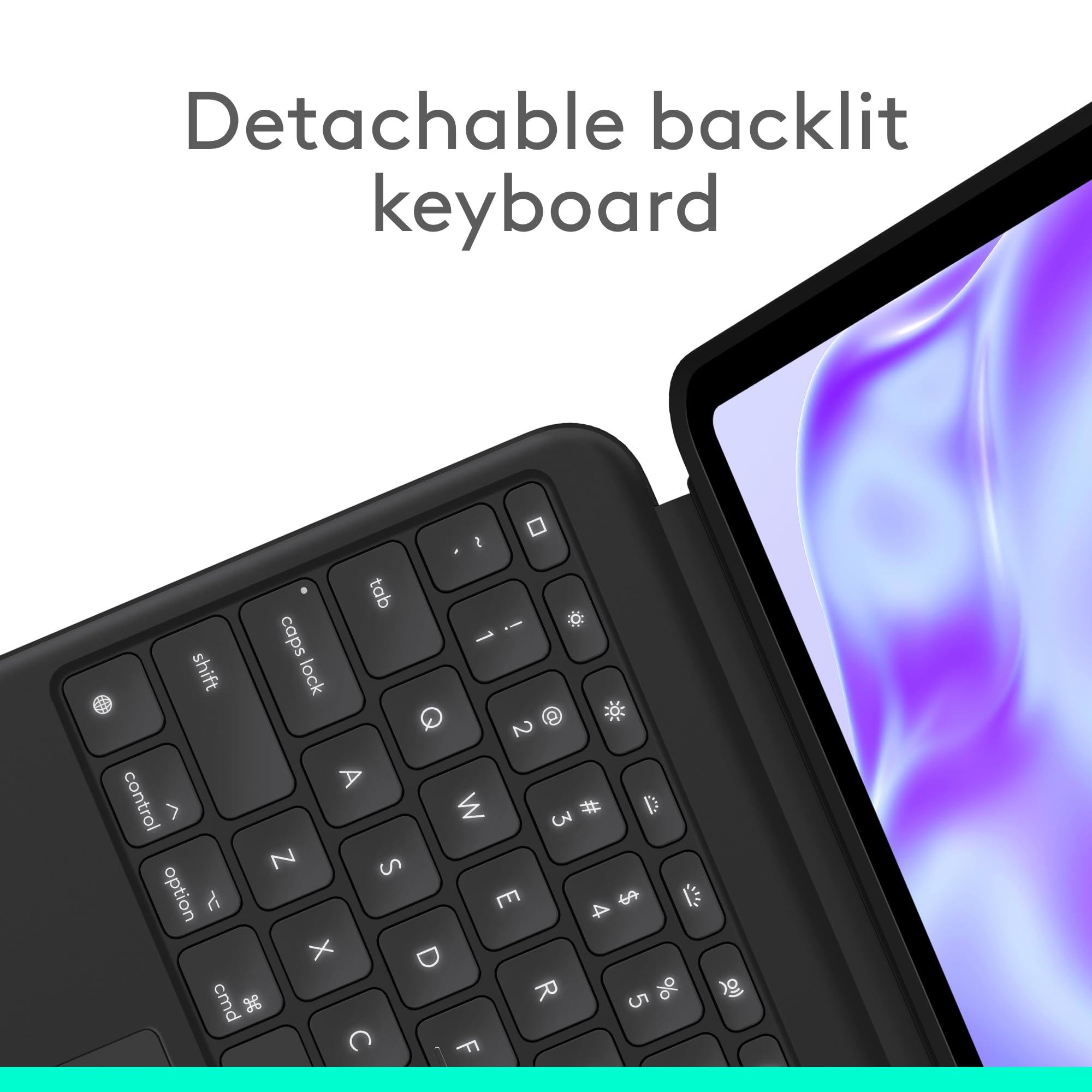 Logitech Combo Touch iPad Pro 13-inch (M4)(2024) Keyboard Case - Detachable Backlit Keyboard with Kickstand, Comfortable Typing, Multi-use Mode - Midnight Black