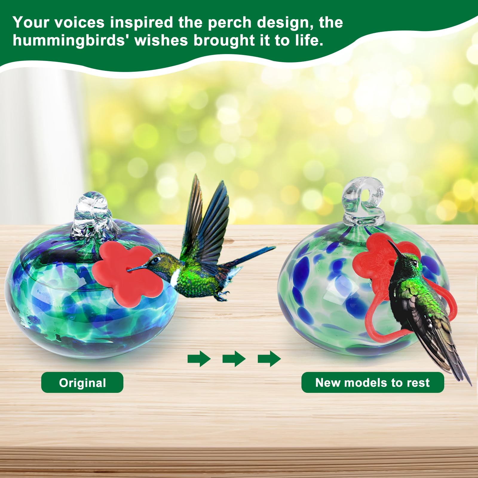 Headak Life Charming Wind Chimes Hummingbird feeders for Outdoors Hanging ant and bee Proof,Never Leak,Perfect Garden Decor for Outside thumbnail 4