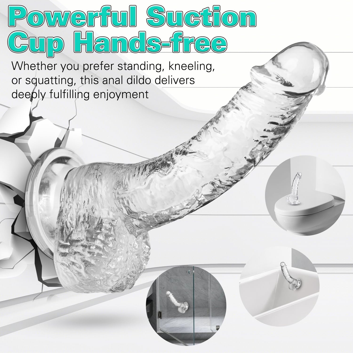 Clear Realistic Dildo, 7.3 Inch Feels Like Skin Body-Safe Material, with Strong Suction Cup for Hands-Free Play, Adult Sex Toys Suitable for Women Men Gay ＆ Couple: L1