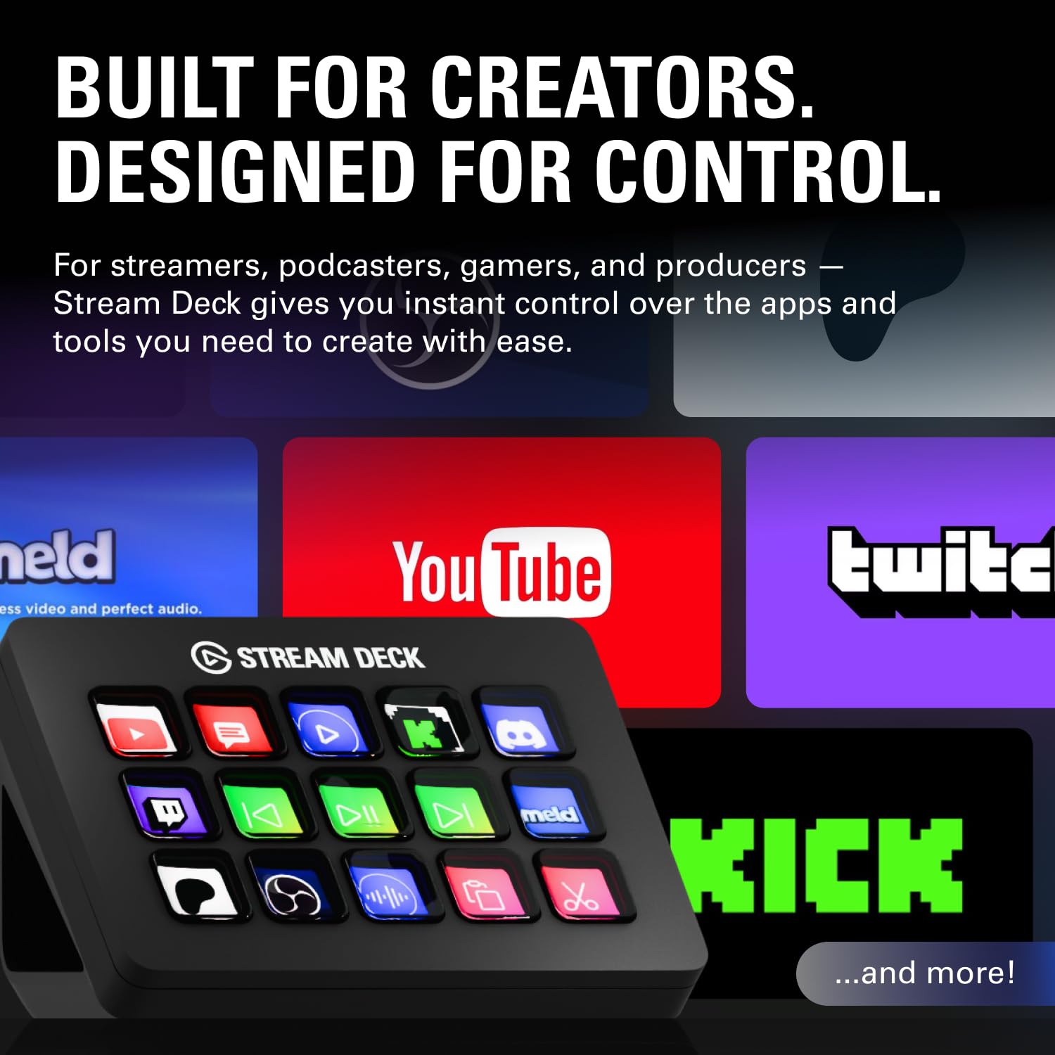 Elgato Stream Deck MK.2 – Studio Controller, 15 macro keys, trigger actions in apps and software like OBS, Twitch, ​YouTube and more, works with Mac and PC: Black