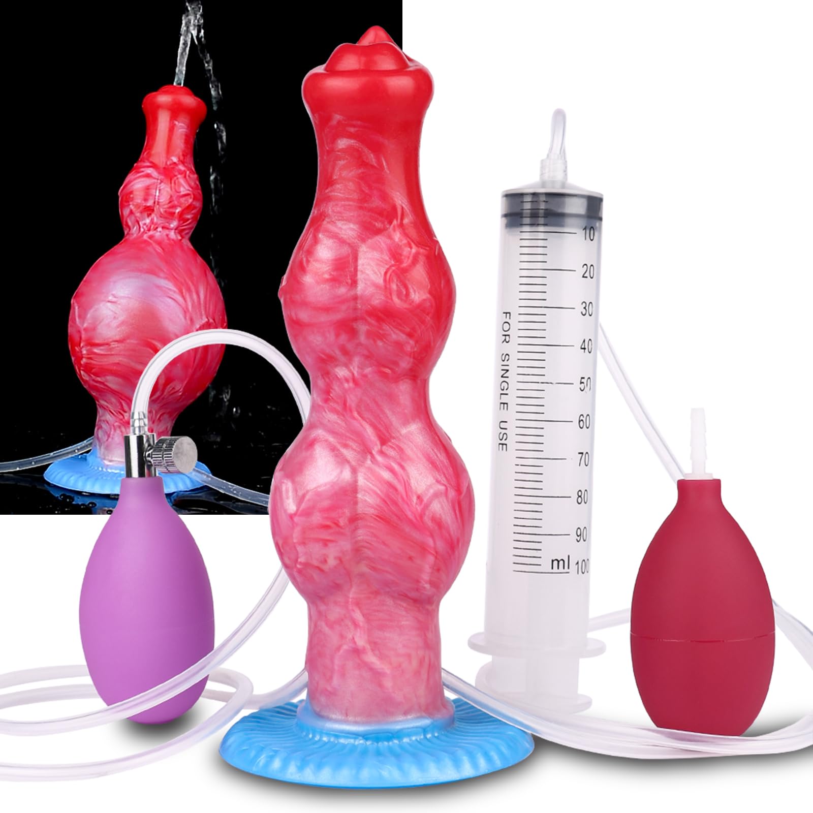 7.87”Realistic quirting Inflatable Dog Knot Dildo 2 Big Knotted Expanding Butt Plug Strong Ejaculating Toy Silicone Soft Fantasy Dildo g-Spot Cumming Animal Penis Plug Adult Sex Toys & Games (S): M
