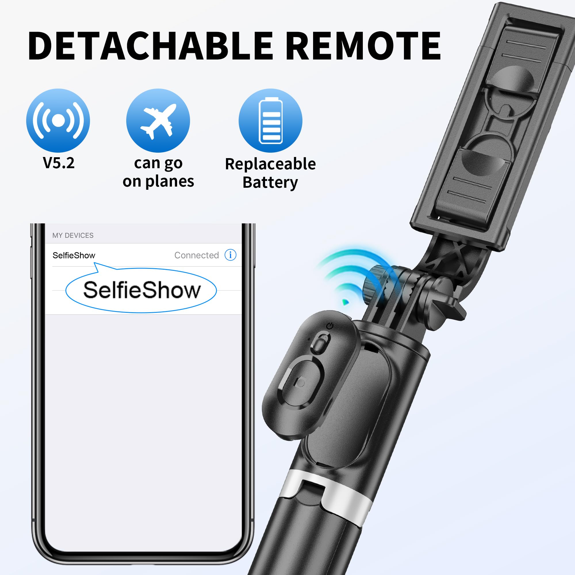 Selfie Stick Tripod, All in One Extendable & Portable iPhone Tripod Selfie Stick with Wireless Remote Compatible with iPhone 16 15 14 13 12 11 pro Xs Max 8 7, Galaxy Note10/S20/S10/OnePlus 9/9 PRO etc thumbnail 6