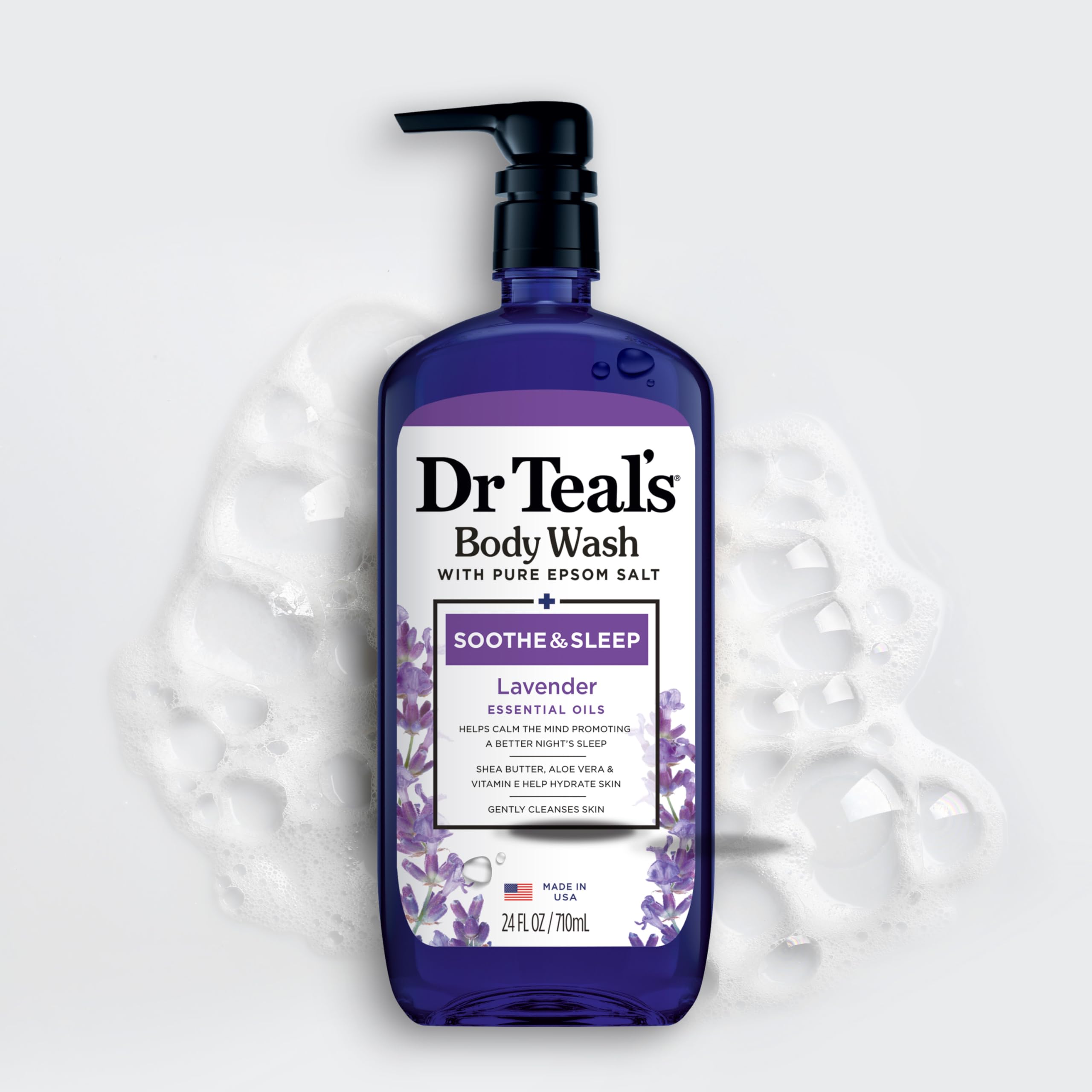 Dr Teal's Body Wash with Pure Epsom Salt, Soothe & Sleep with Lavender, 24 fl oz (Pack of 2): Lavender & Eucalyptus