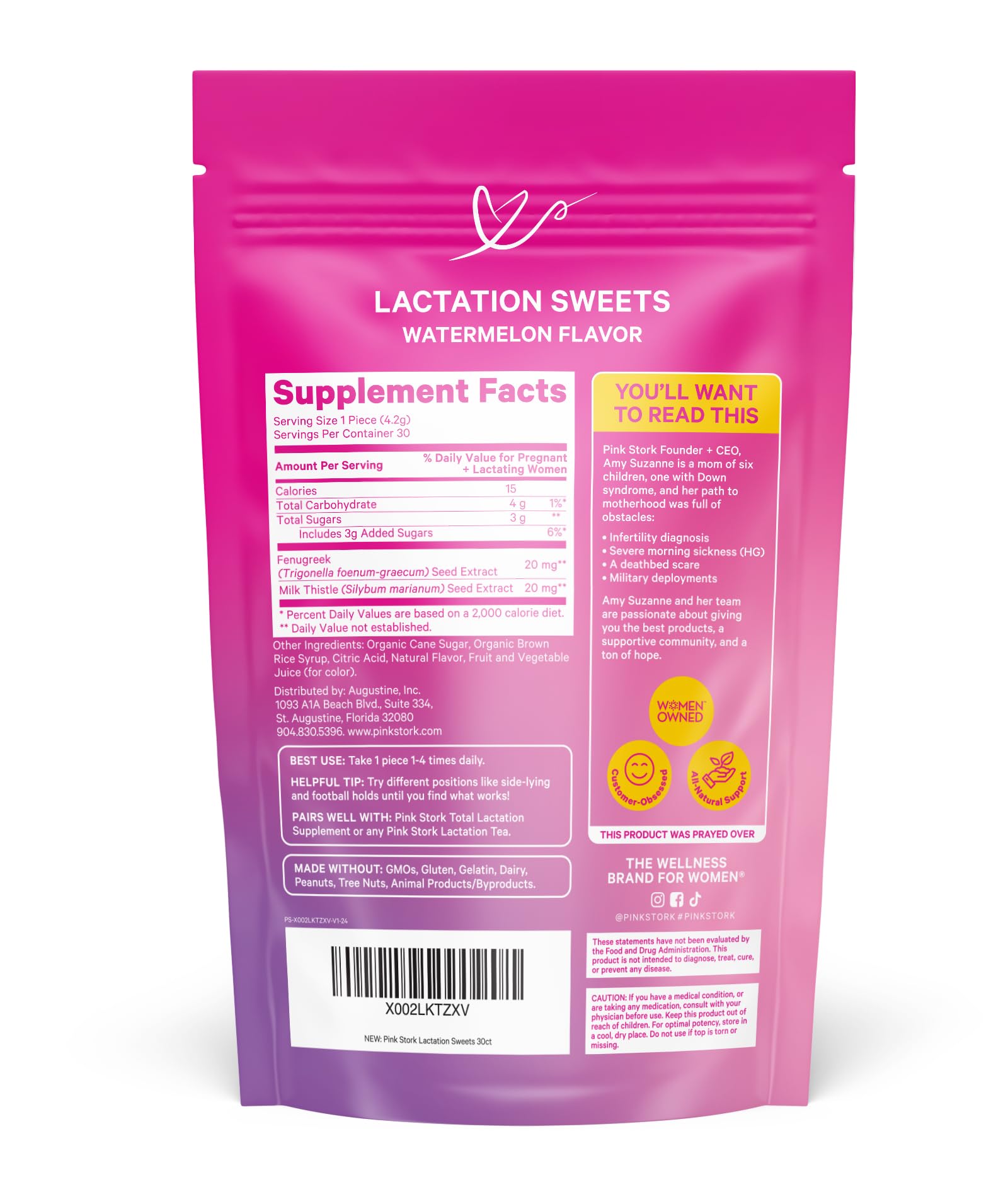 Pink Stork Lactation Sweets Supplement, Breastfeeding Snacks with Fenugreek and Milk Thistle to Support Breast Milk Supply - 30 Watermelon Candy Drops (Packaging May Vary) thumbnail 7