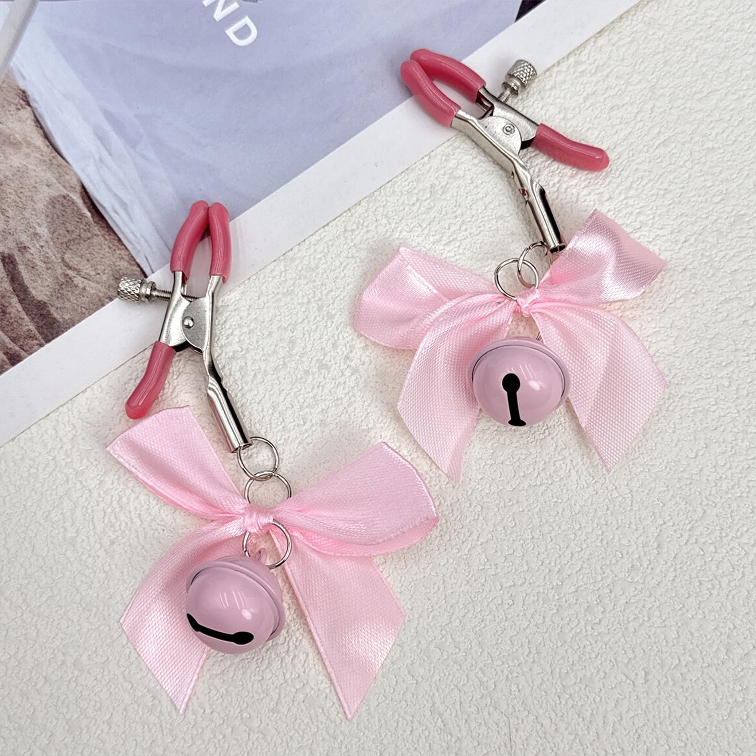 Body Clamps Adjustable Pressure Body Clips Stainless Steel Body Ring with Bowknot and Bells Body Clamps Non Piercing Body Jewelry Faux Body Jewelry