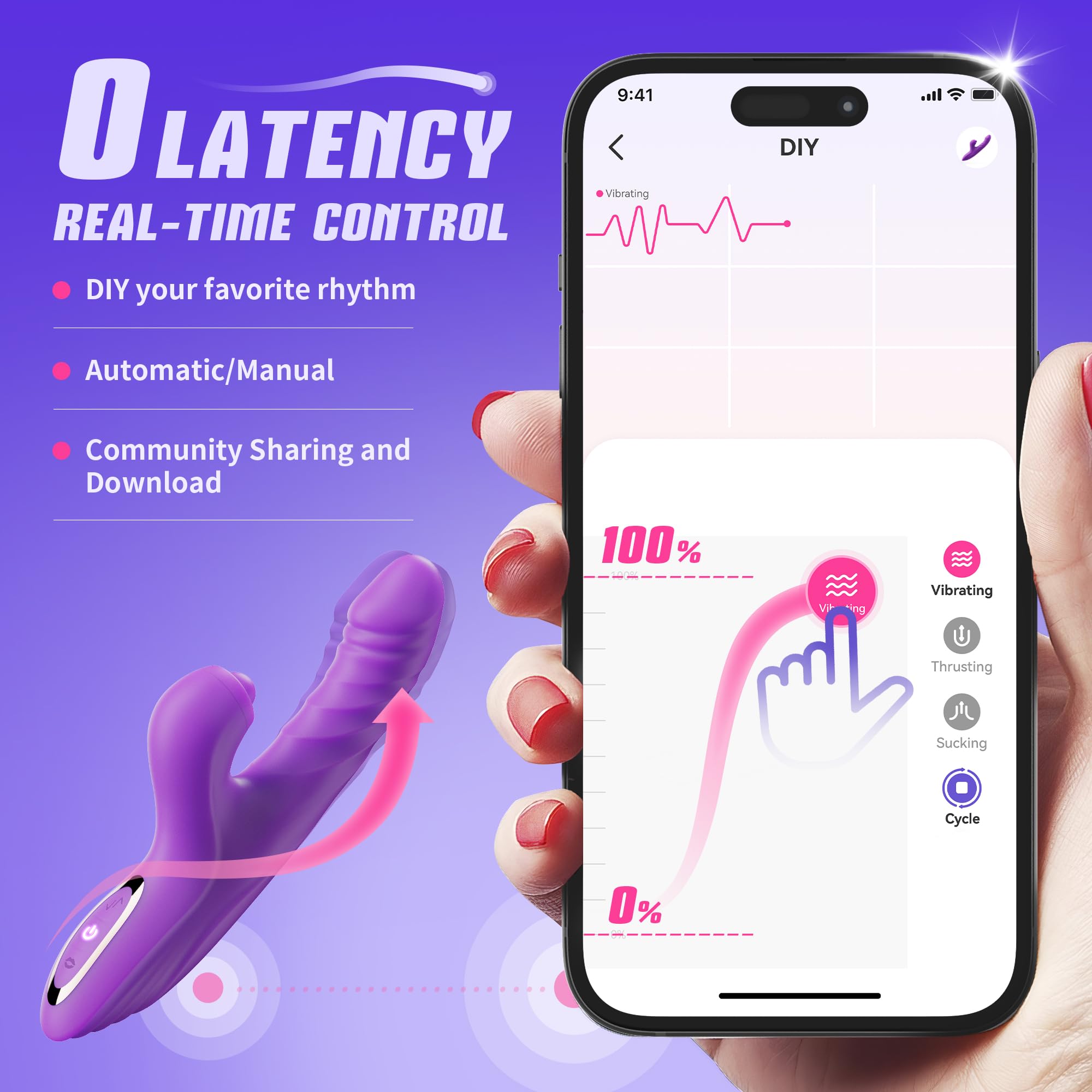 Vibrator Thrusting Dildo for Women Toendi G Spot Rose Toy Clitoral Stimulator Sex Toys Dildos Vibrator with 10 Vibration 7 Thrust Mode with Licking, Rabbit Vibrators Adult Sex Toy for Women and Couple