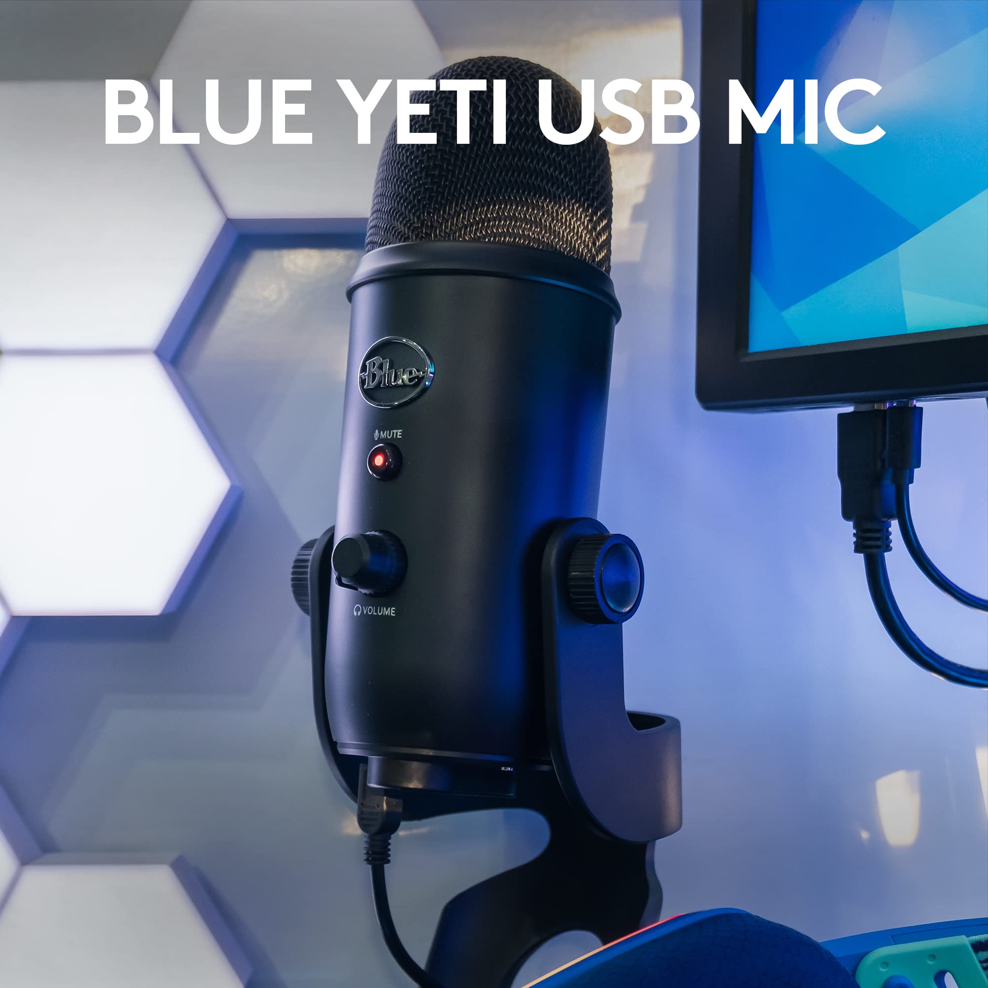 Logitech for Creators Blue Microphones Yeti USB Microphone (Blackout): Mic + Streaming Kit Blackout