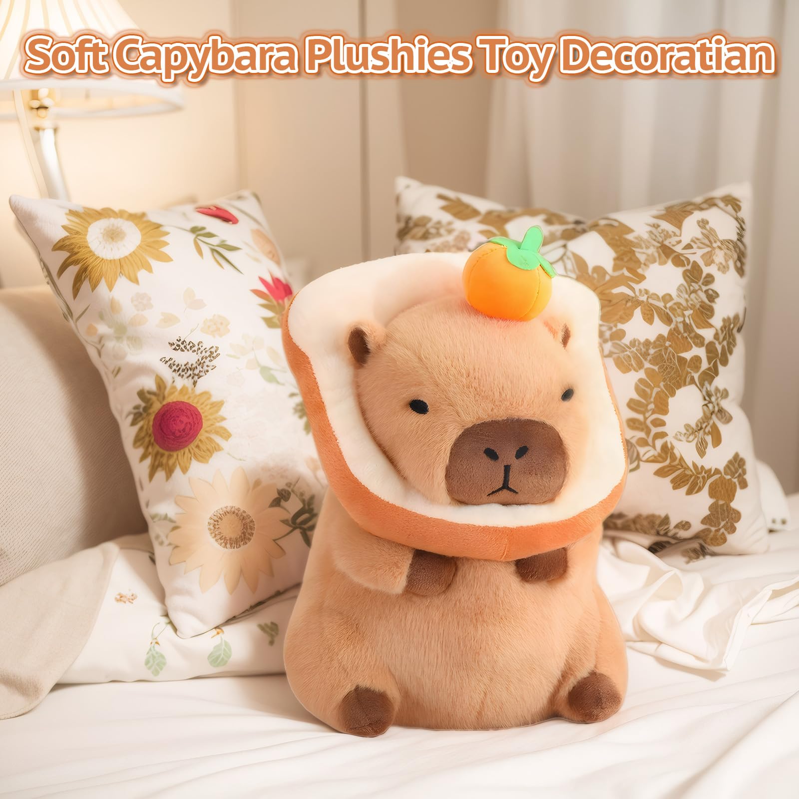 NXNYNZ 12 Inch Cute Capybara Plush Kawaii Soft Capybara Plush Doll Pillow with Bread Capybara Stuffed Aniamls Toys for Girls Kids Adults Birthdays Valentines Gift (): Capybara Stuffed Animals