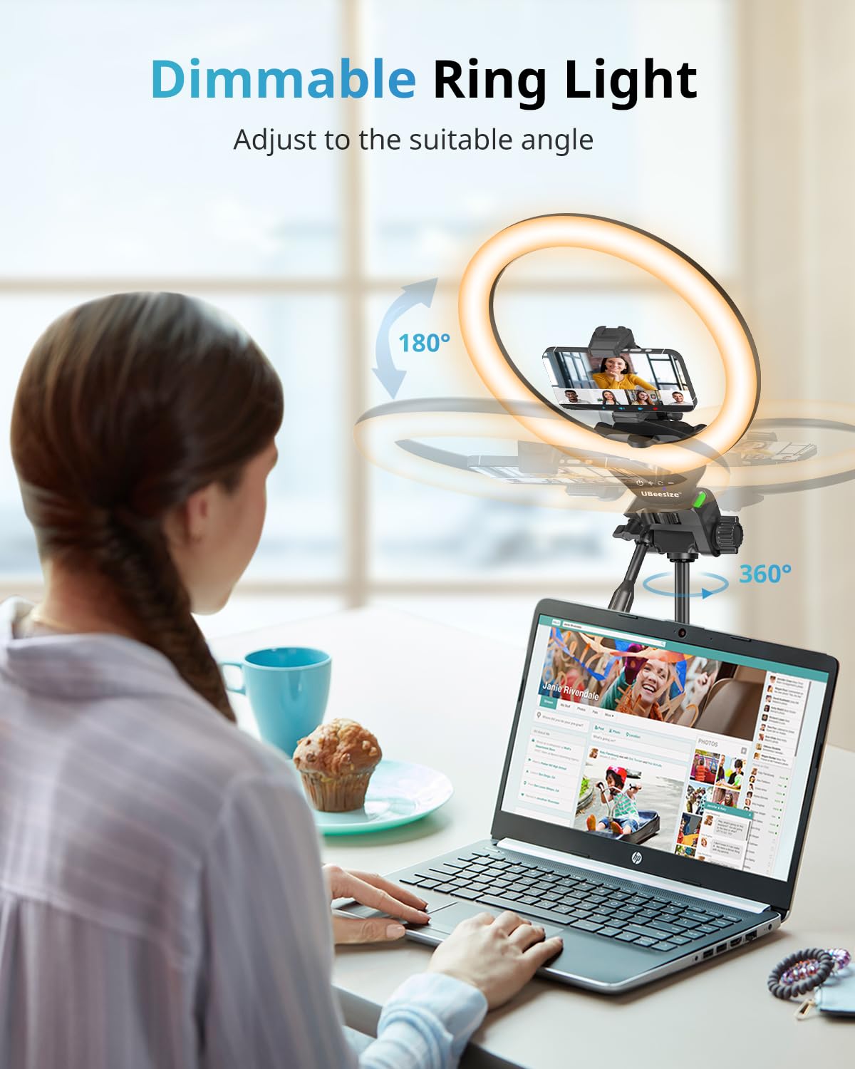 UBeesize 12'' Selfie Ring Light with 62’’ Tripod Stand for Video Recording, Live Streaming(YouTube, Instagram, TIK Tok), Compatible with Phones, Cameras and Webcams: RGB,White,Warm,Daylight Black