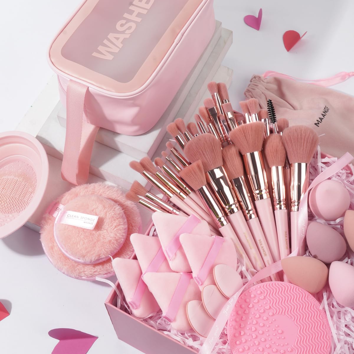 MAANGE Makeup Brushes 49 Pcs Makeup Kit, Multi-functional Makeup Tool Set with Makeup Brush Foundation Brush Make up Brushes Set (Black, 49 Piece Set)