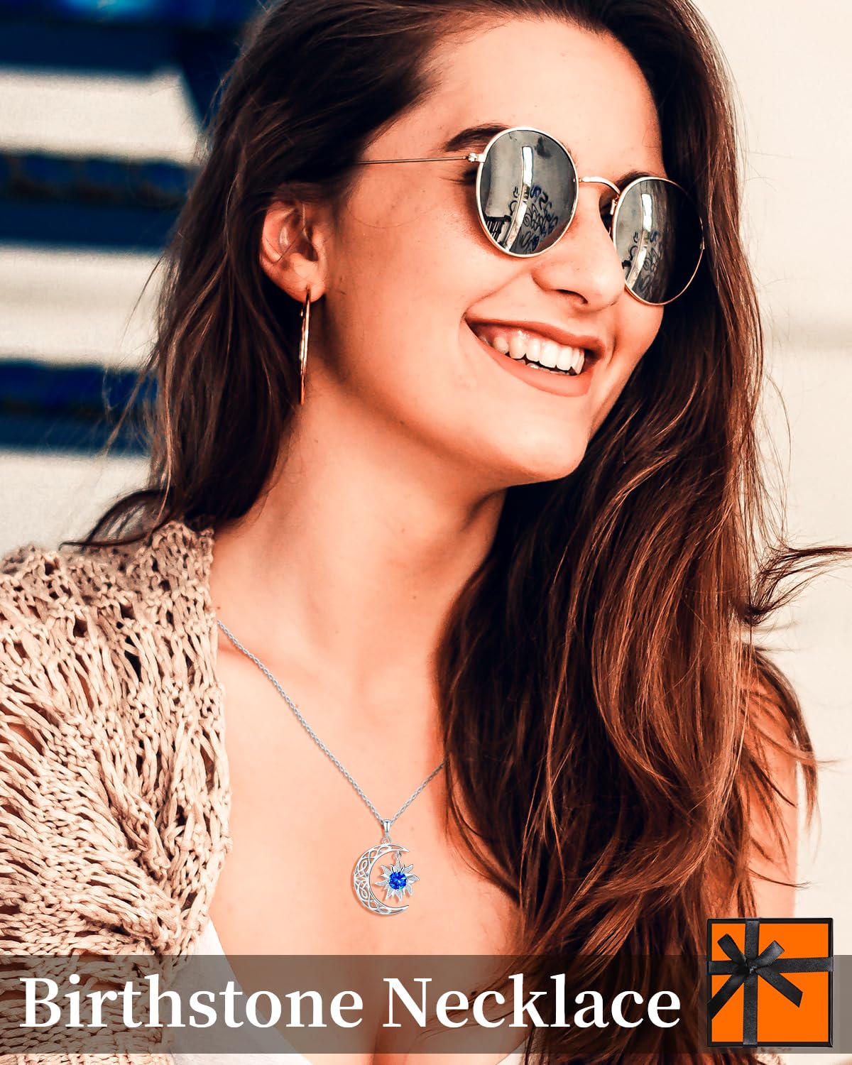 BDL Birthstone Necklaces for Women, 925 Sterling Silver Sun Moon Witch Jewelry Christmas Gifts: Sept. Sun Moon