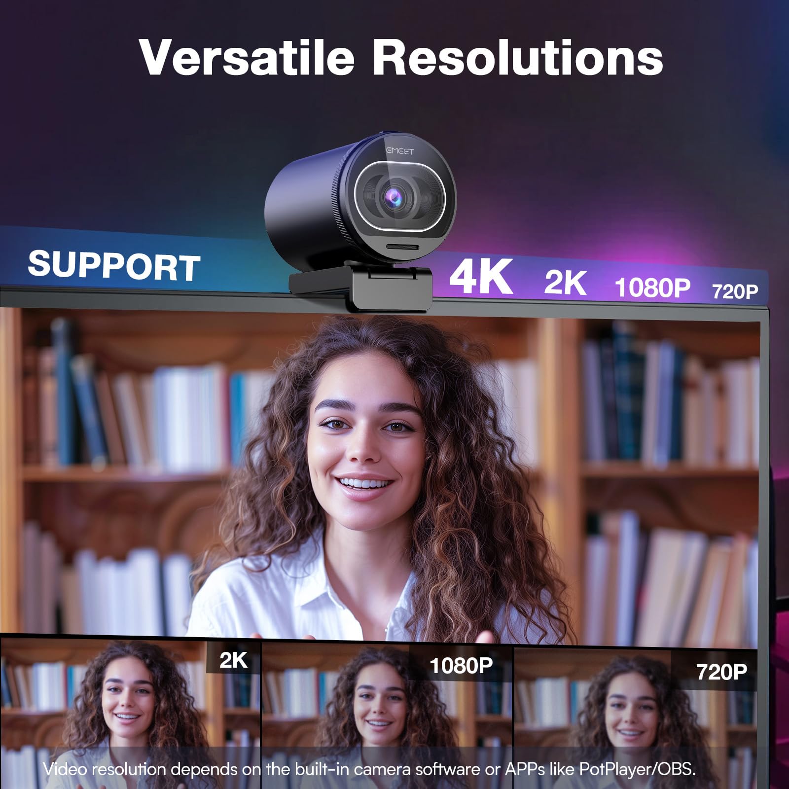 EMEET S600 4K Webcam for Streaming - Sony 1/2.5'' Sensor, PDAF Autofocus, 1080P@60FPS, 2 Noise Reduction Mics, Built-in Privacy Cover, 73° FOV, Streaming Camera for Live Commerce/Gaming/Beauty: S600 4K Sony Sensor PDAF 60FPS with Tripod