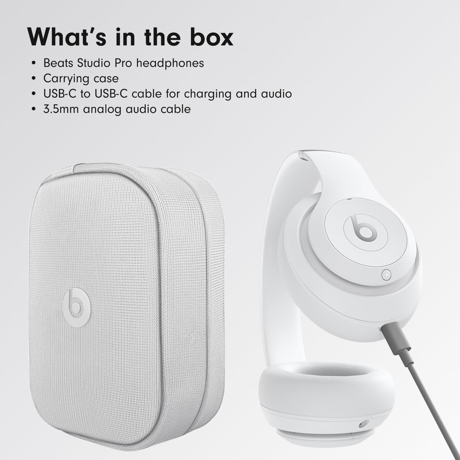 Beats Studio Pro x Kim Kardashian - Bluetooth Noise Cancelling Headphones with AppleCare+ (2 Years) - Moon: Matte White Studio Pro &amp; Power Adapter Without AppleCare+