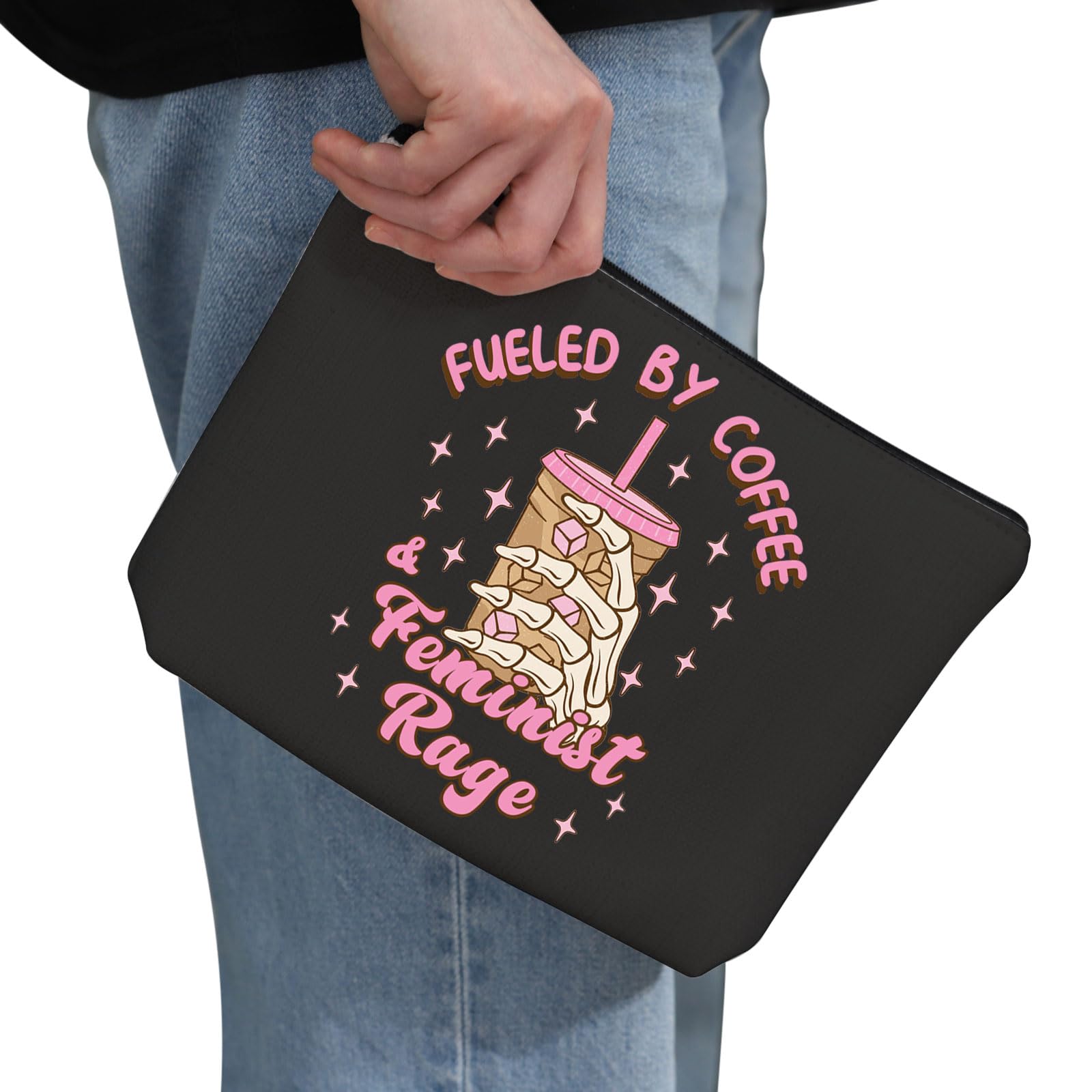 G2TUP Feminist Gift Fueled By Coffee And Feminist Rage Makeup Bag Feminism Cosmetic Bag Smash The Patriarchy Merch () thumbnail 2