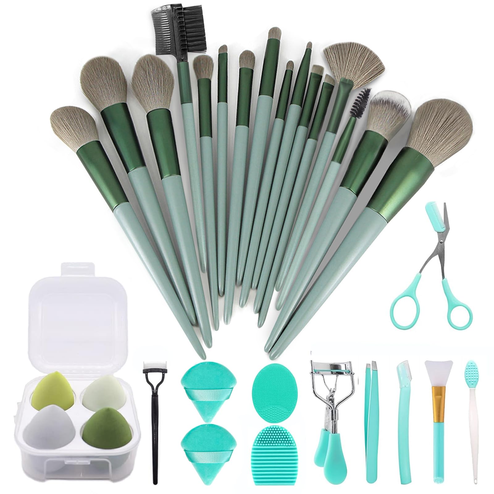 Koccido Makeup Brushes 22 Pcs Makeup Kit,Foundation Brush Eyeshadow Brush Make up Brushes Set (Green, 22 Piece Set) thumbnail 1