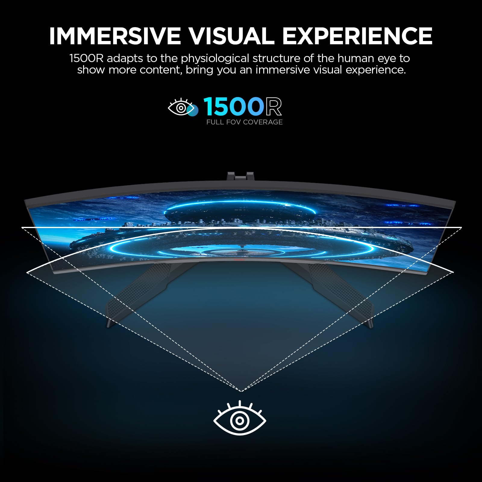 KOORUI Curved 27 Inch Gaming Monitor, Full HD 1080p R1500 180Hz VA Computer Monitor, 99% sRGB, Built-in Adaptive Sync, 1 x Display Port 1.2 & 2 x HDMI 2.0, Eye Care, VESA Compatible, Black 27E6CA
