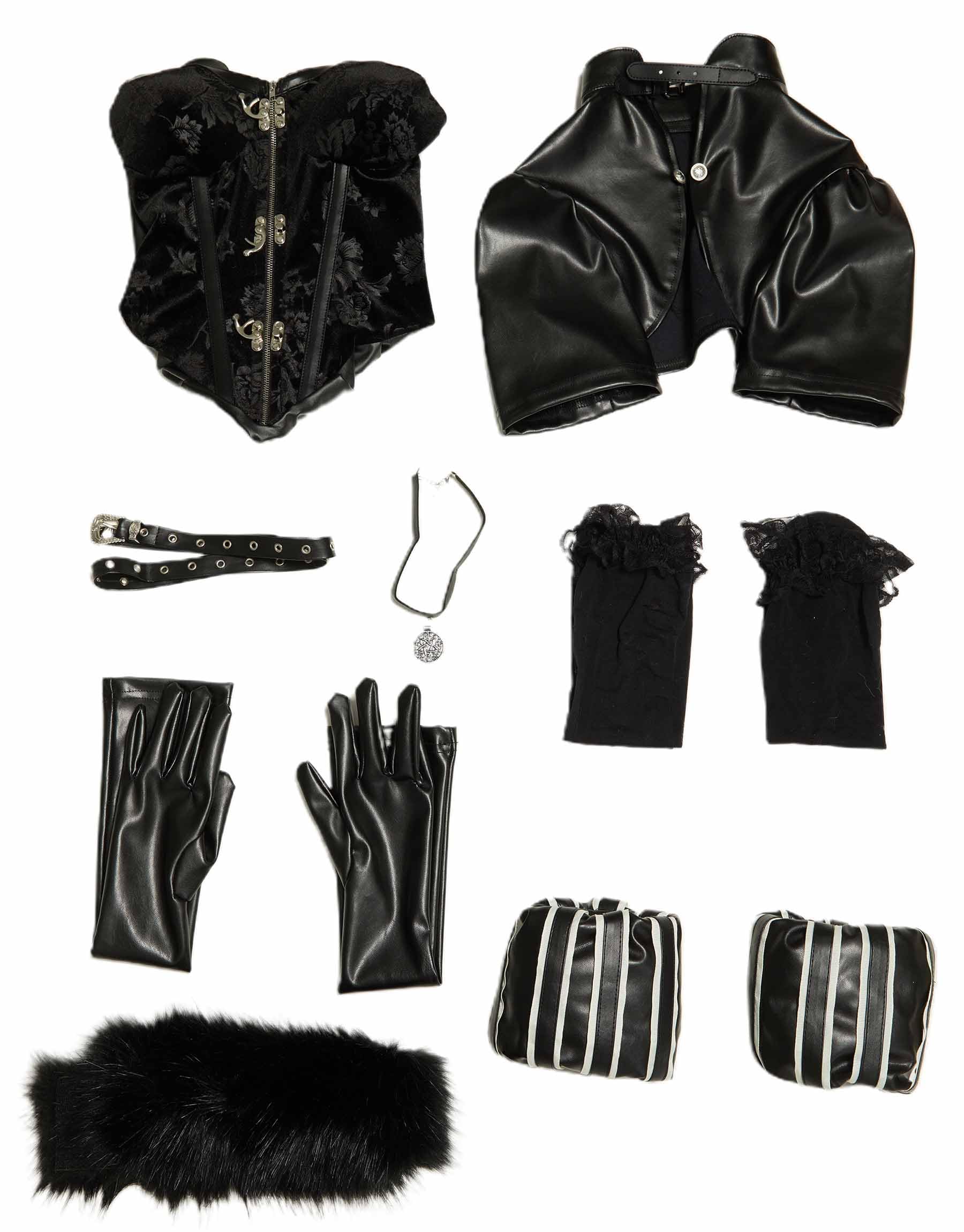 Mobbunny Anime Cosplay Costume Witch Style Black Dress and Short Jacket with Gloves and Belt Costume Halloween Outfit: Small