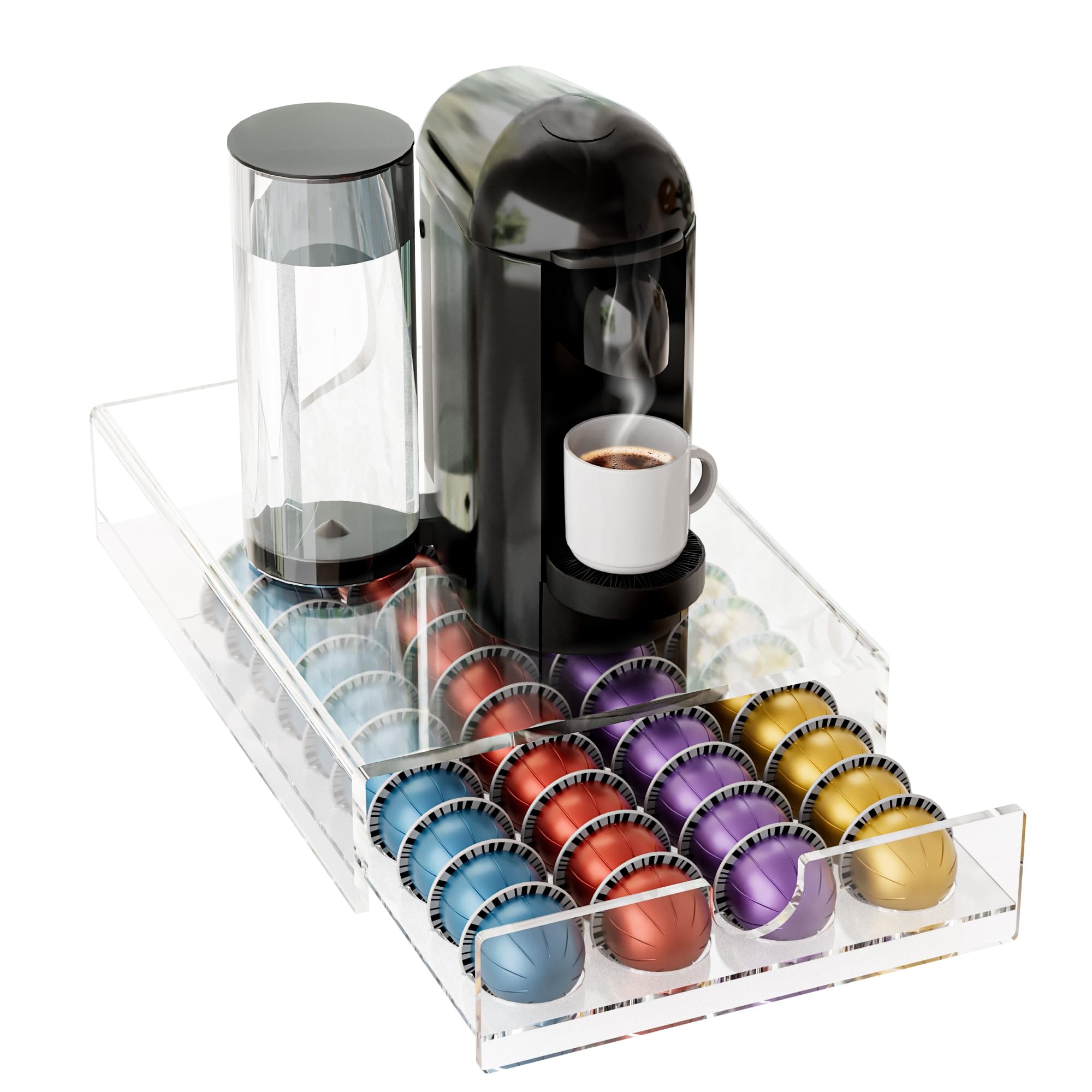Acrylic Coffee Pod Organizer for Nespresso Vertuo Pod Holder 40 Pods Clear Vertuo Pod Storage Drawer: Acrylic Coffee Pod Organizer for Nespresso Vertuo Pod Holder 40 Pods Clear Vertuo Pod Storage Drawer