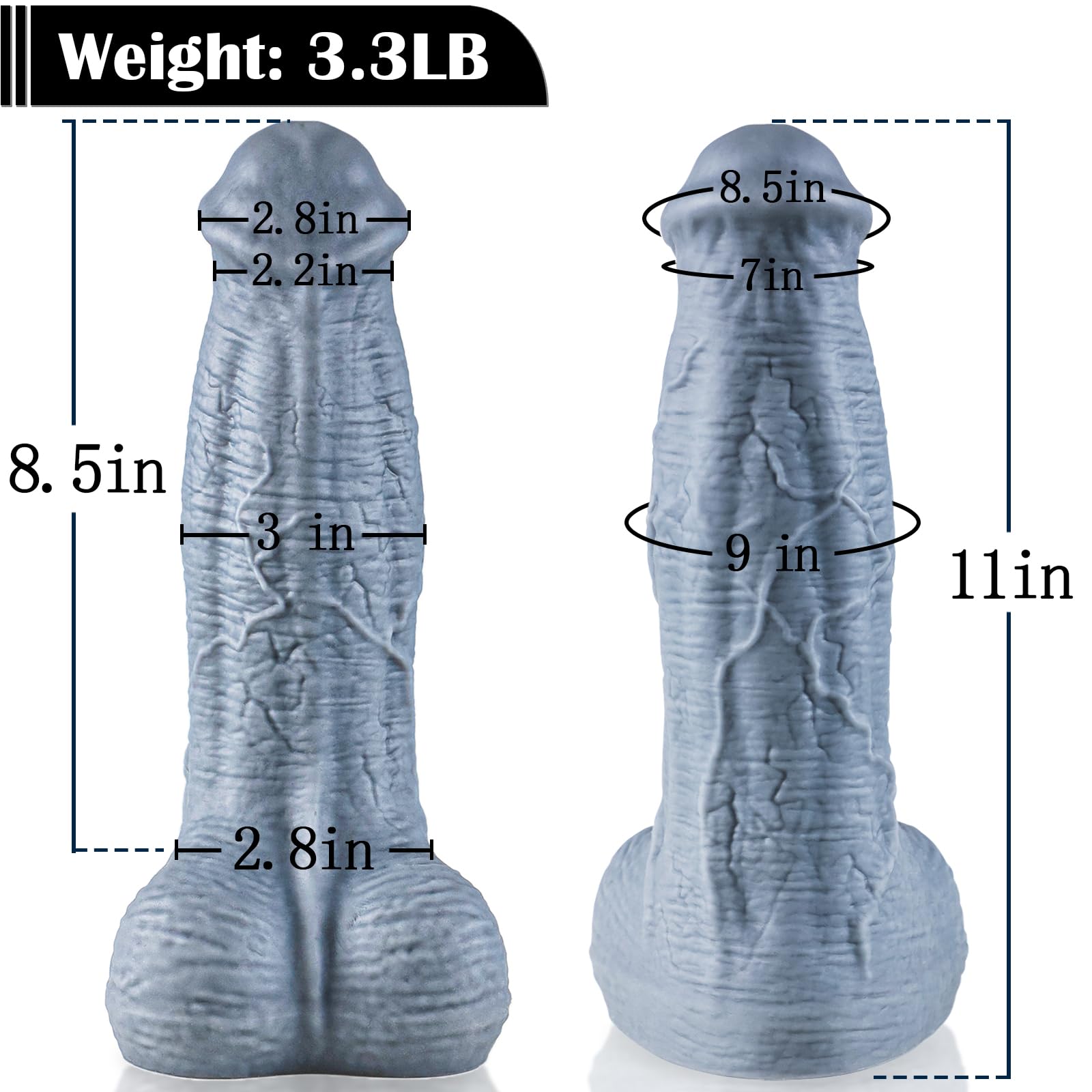 3 Inch Thick Huge Horse Dildo, 11 Inch Monster Cock Fantasy Animal Dildo with Dual Density Silicone Big Kont, XL Girth Dildos Anal Plug Sex Toy for Men Women Couples: 11 Inch XL