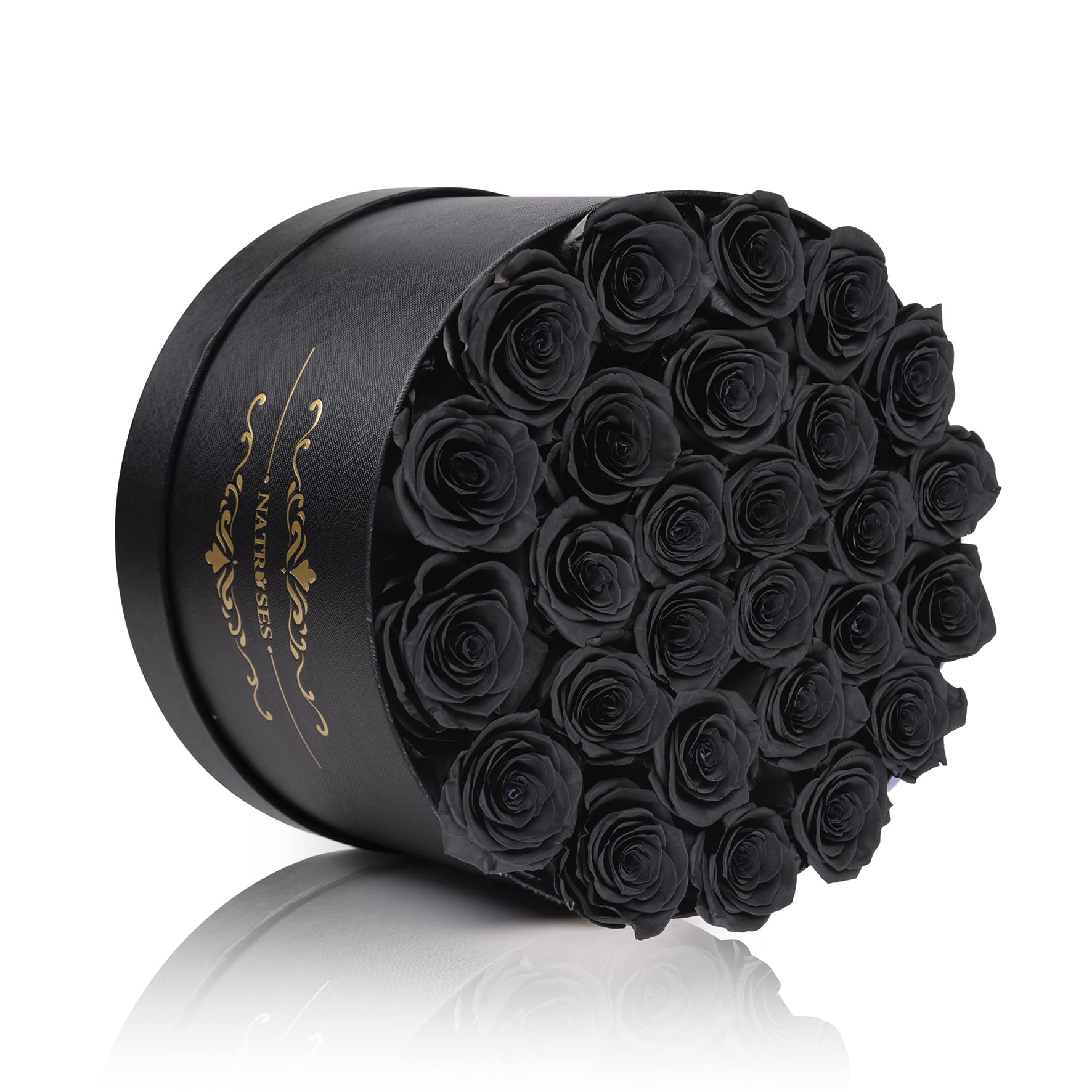 NATROSES 27 Piece Forever Preserved Roses in a Box, Preserved Flowers for Delivery Birthday, Flowers Gifts for Mothers Day, Dusty Pink: Black 27 Roses