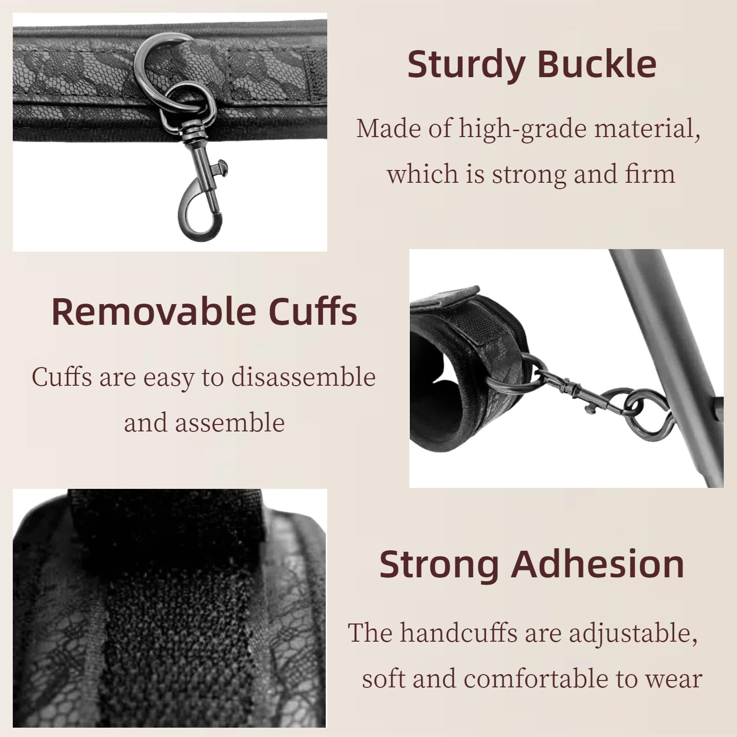 Spreader Bar Sex Toys with Wrist Ankle Neck Collar Restraint Kits Adjustable Handcuffs Collar Bondage Set BDSM for Adult Couple (): Black